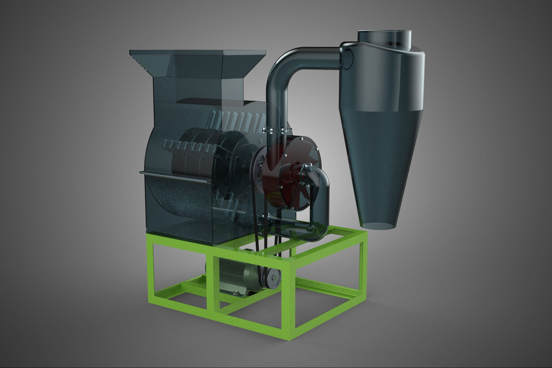Crusher Hammer Mill Cyclone Dust Suction Separator Machine 3D Model
