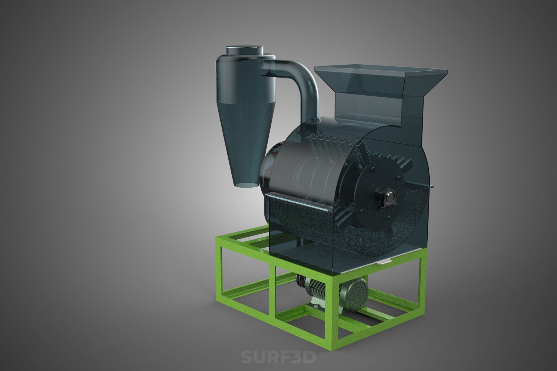 Crusher Hammer Mill Cyclone Dust Suction Separator Machine 3D Model