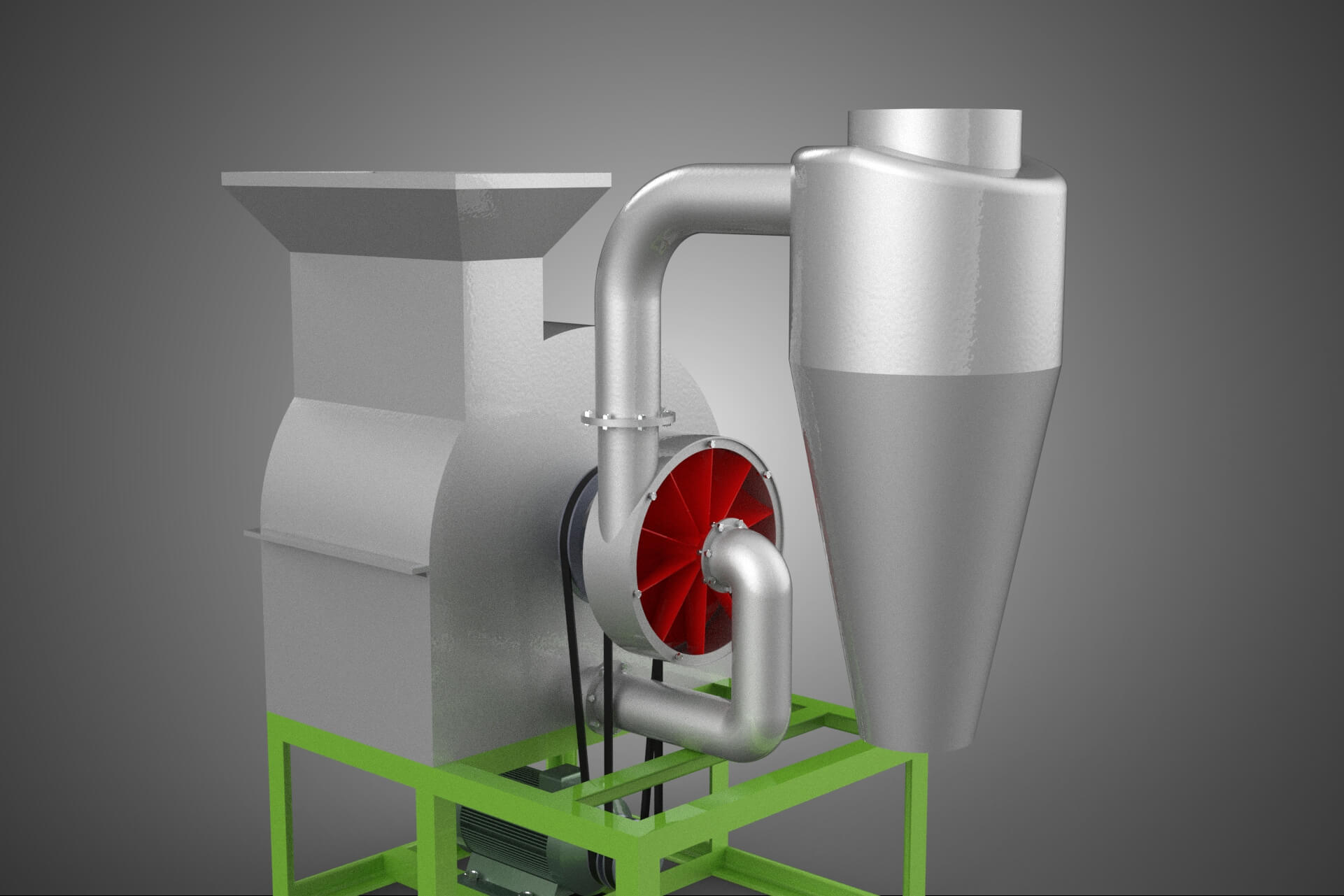 Crusher Hammer Mill Cyclone Dust Suction Separator Machine 3D Model