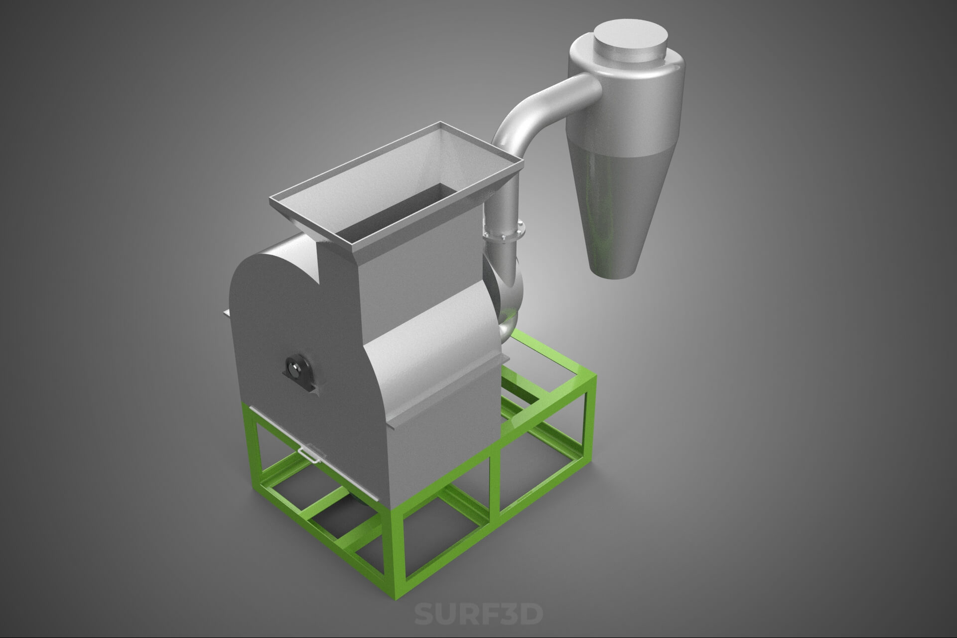 Crusher Hammer Mill Cyclone Dust Suction Separator Machine 3D Model