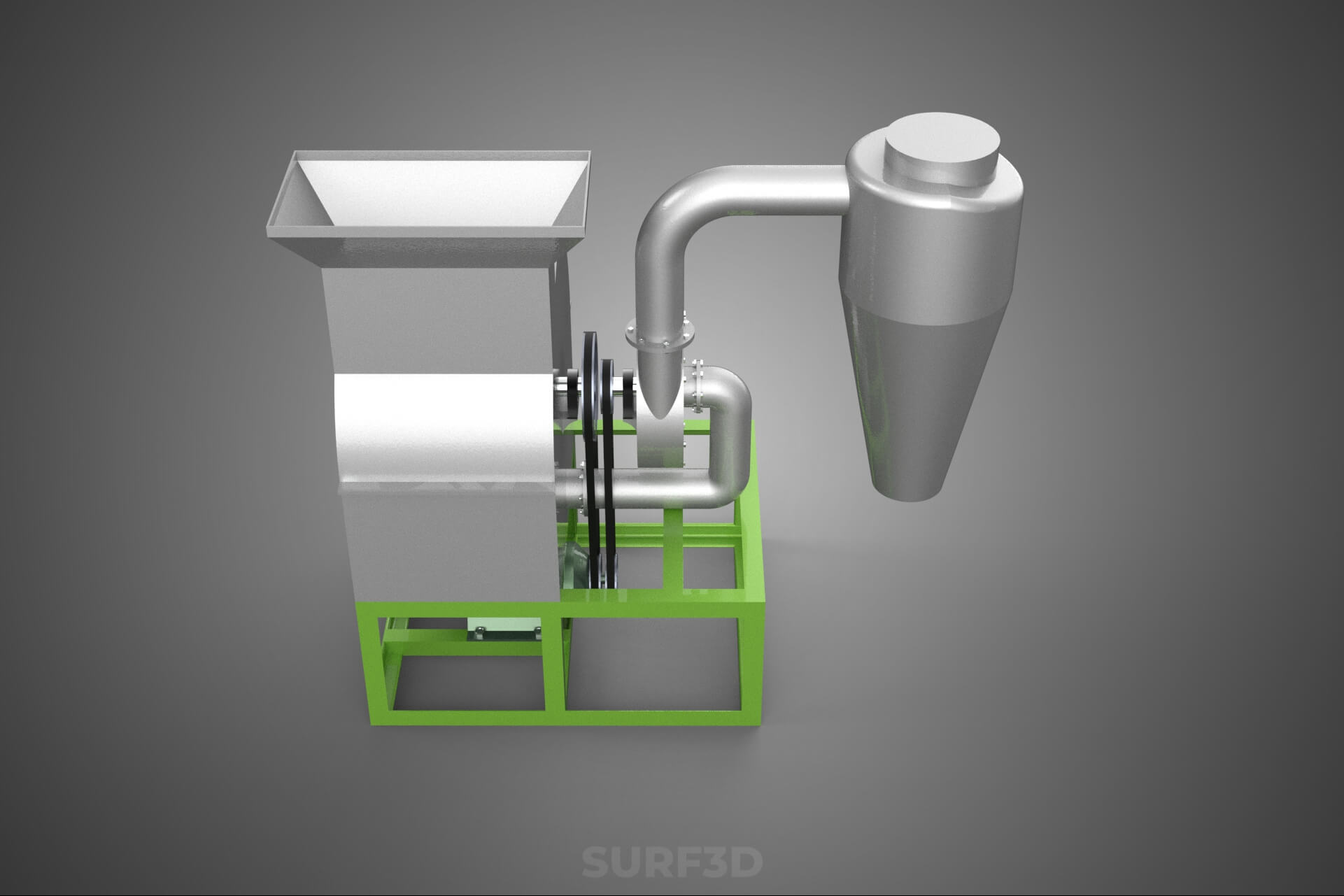 Crusher Hammer Mill Cyclone Dust Suction Separator Machine 3D Model