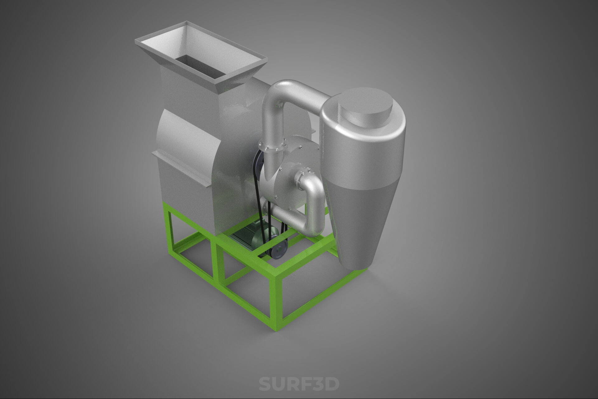 Crusher Hammer Mill Cyclone Dust Suction Separator Machine 3D Model