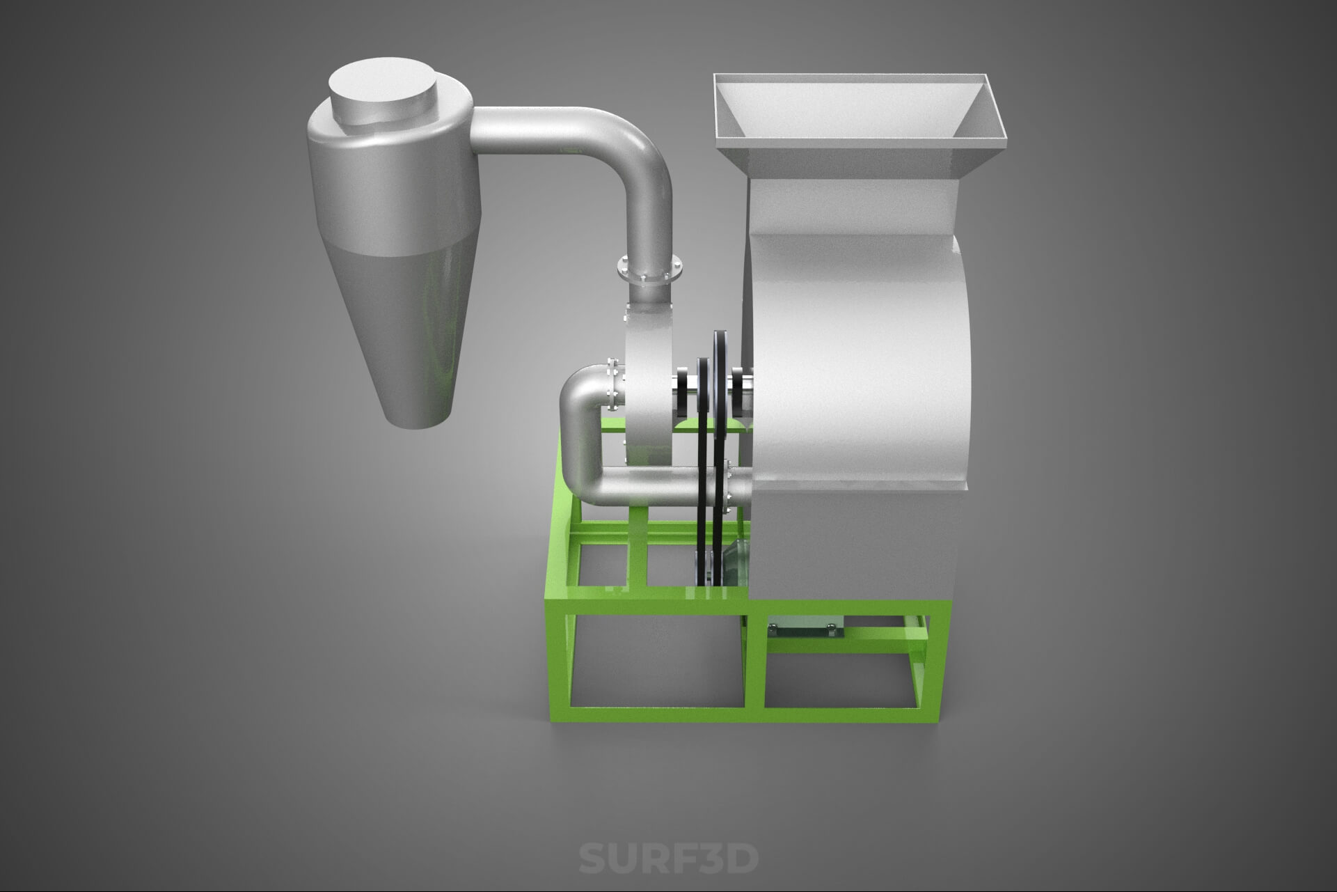 Crusher Hammer Mill Cyclone Dust Suction Separator Machine 3D Model