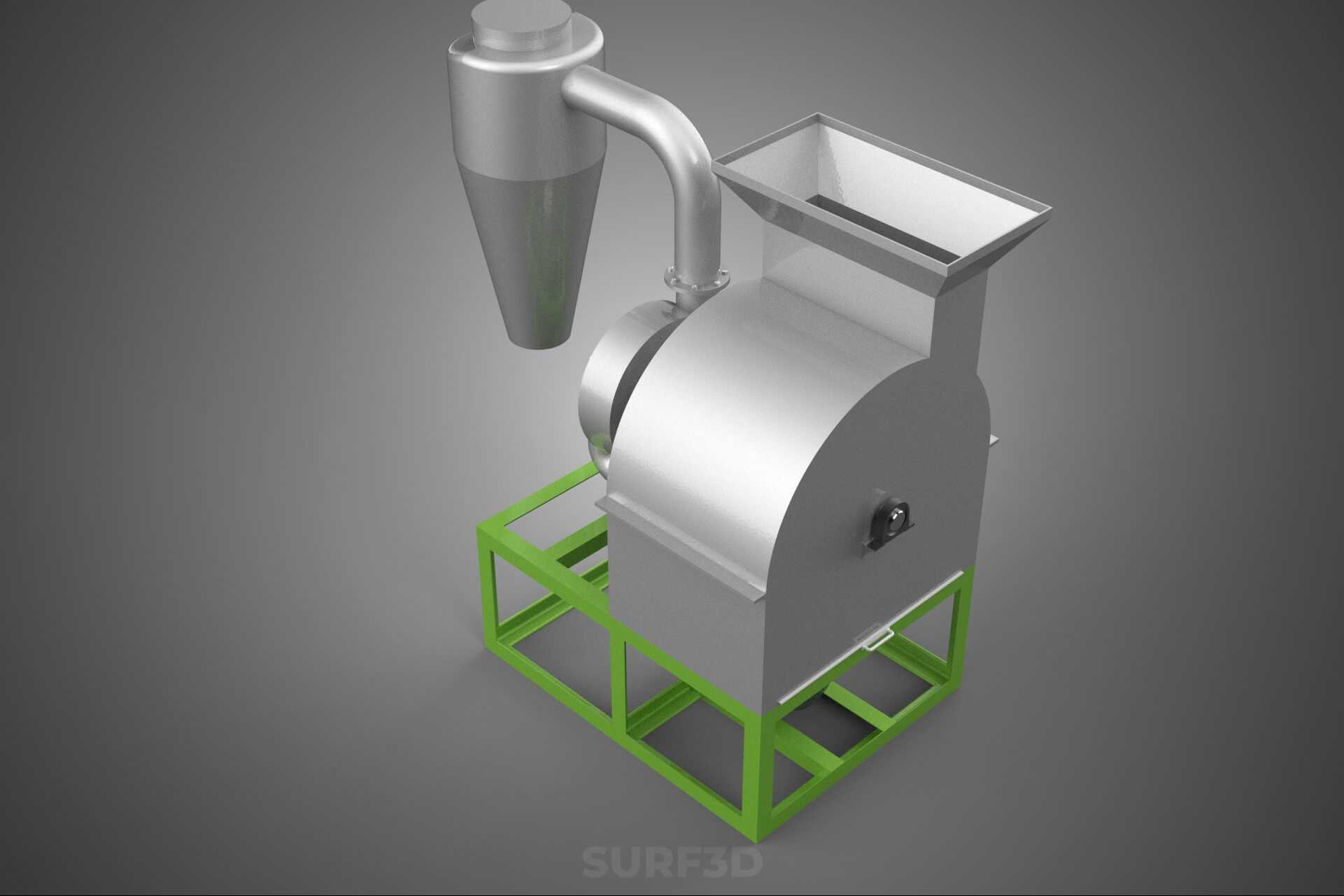 Crusher Hammer Mill Cyclone Dust Suction Separator Machine 3D Model