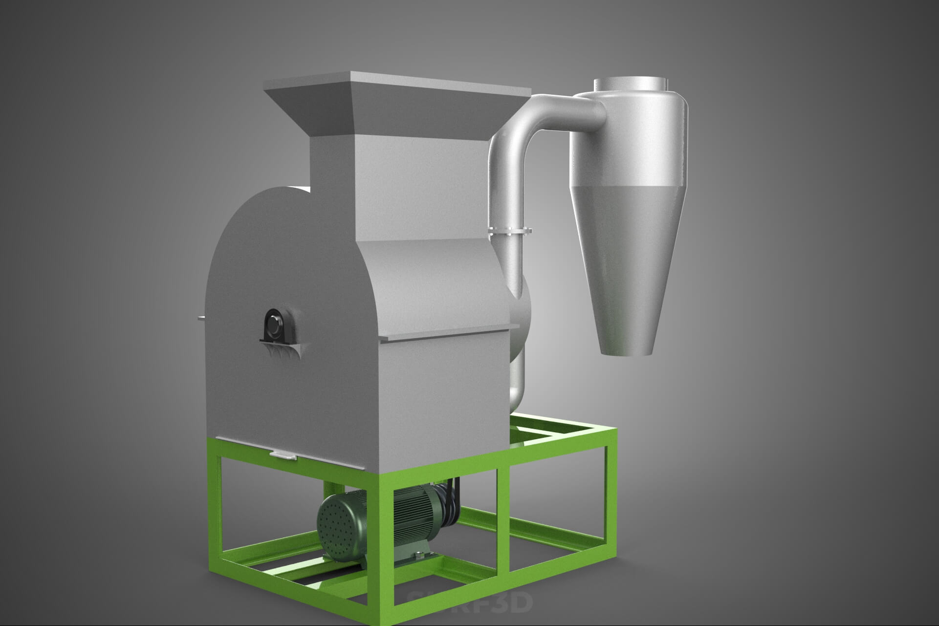 Crusher Hammer Mill Cyclone Dust Suction Separator Machine 3D Model