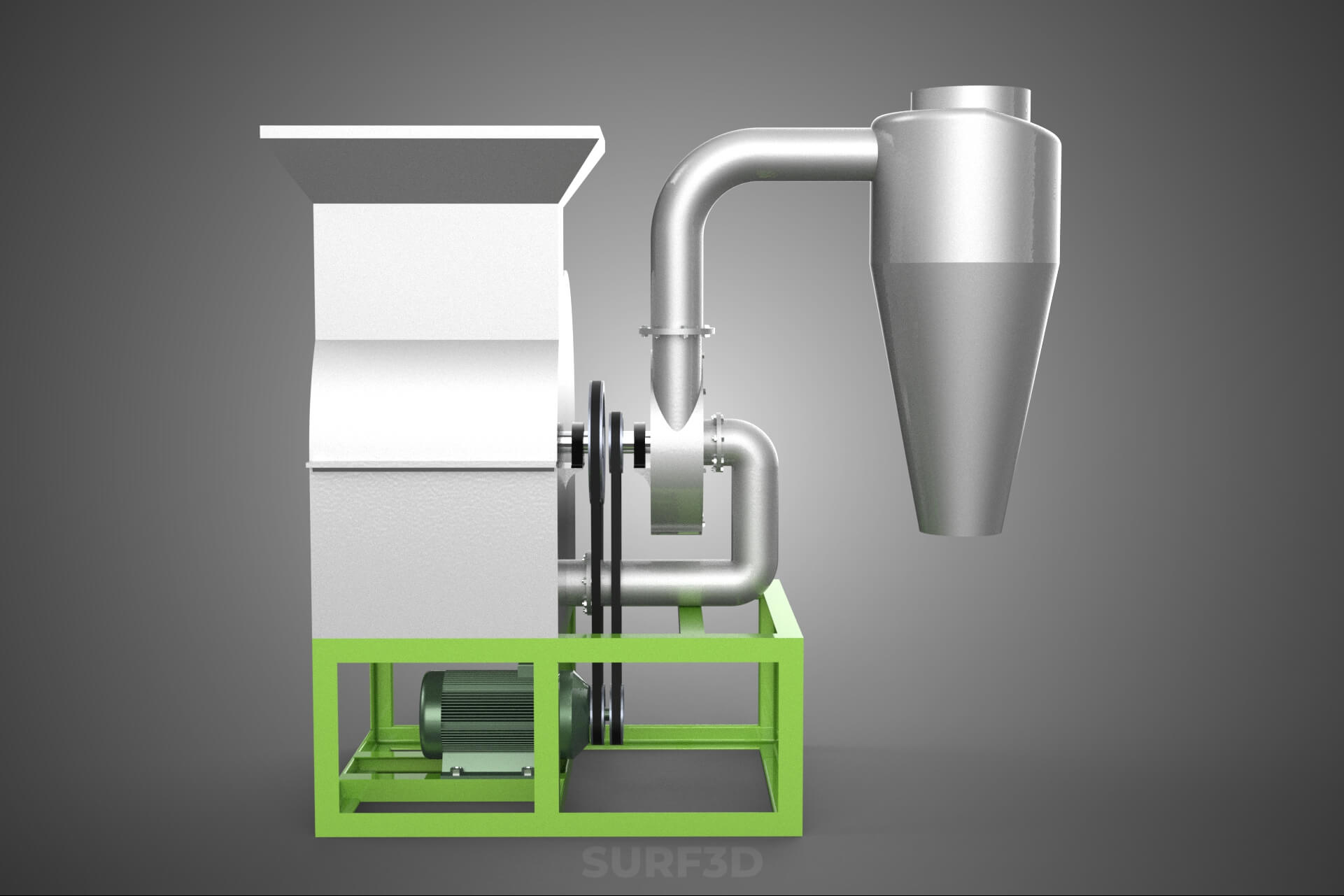 Crusher Hammer Mill Cyclone Dust Suction Separator Machine 3D Model