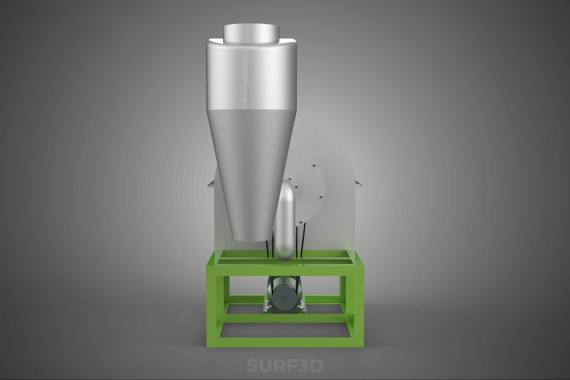 Crusher Hammer Mill Cyclone Dust Suction Separator Machine 3D Model