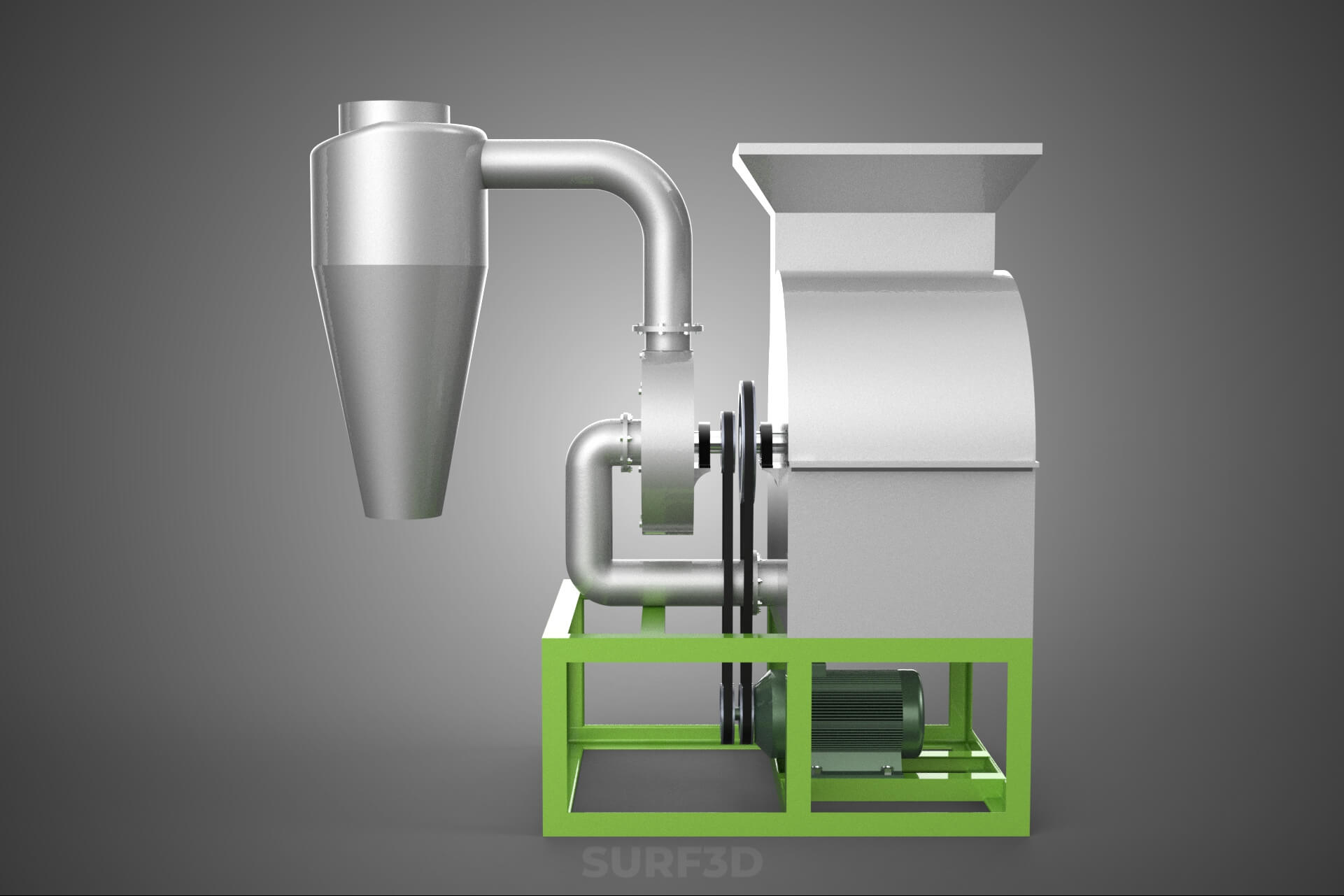 Crusher Hammer Mill Cyclone Dust Suction Separator Machine 3D Model