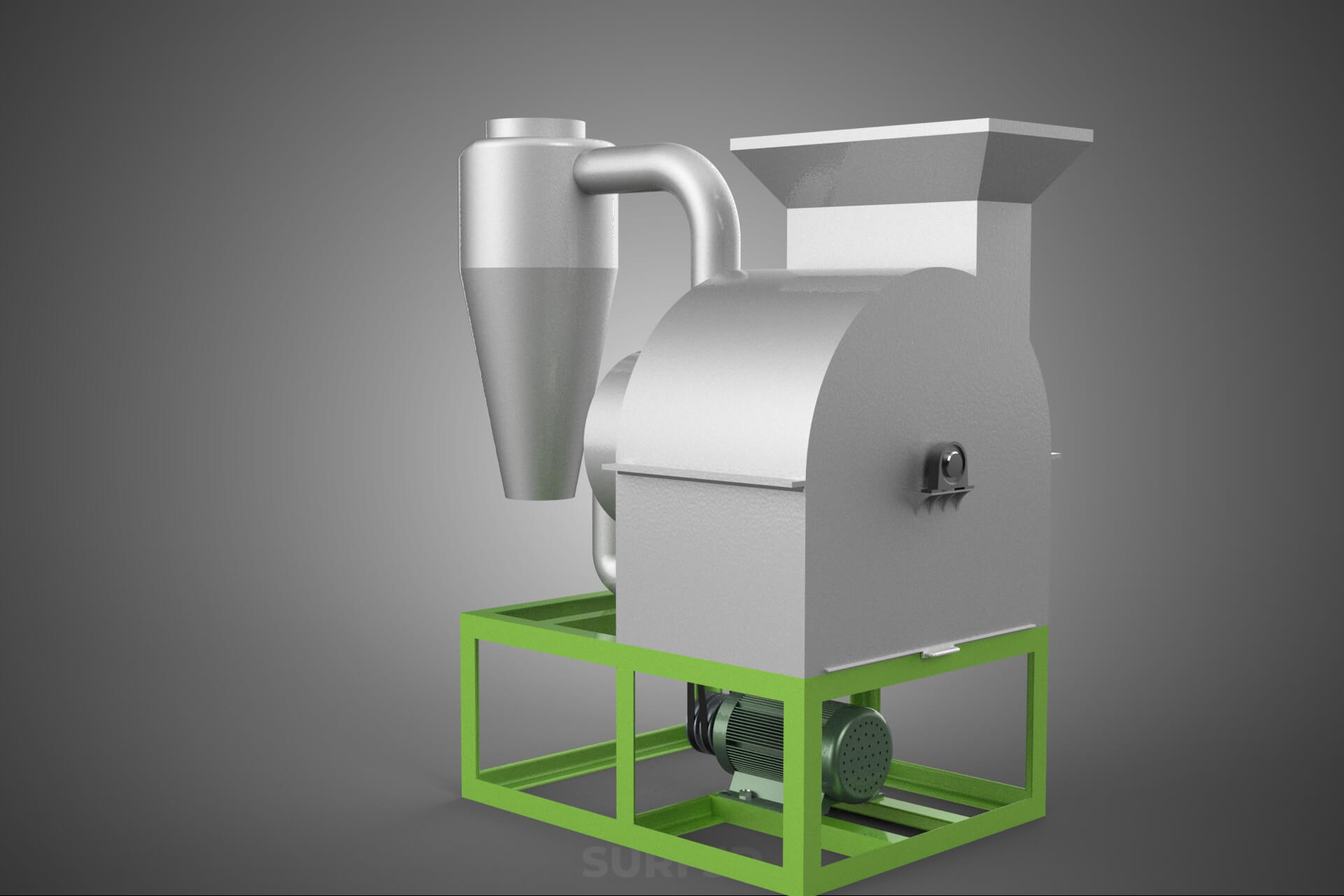 Crusher Hammer Mill Cyclone Dust Suction Separator Machine 3D Model