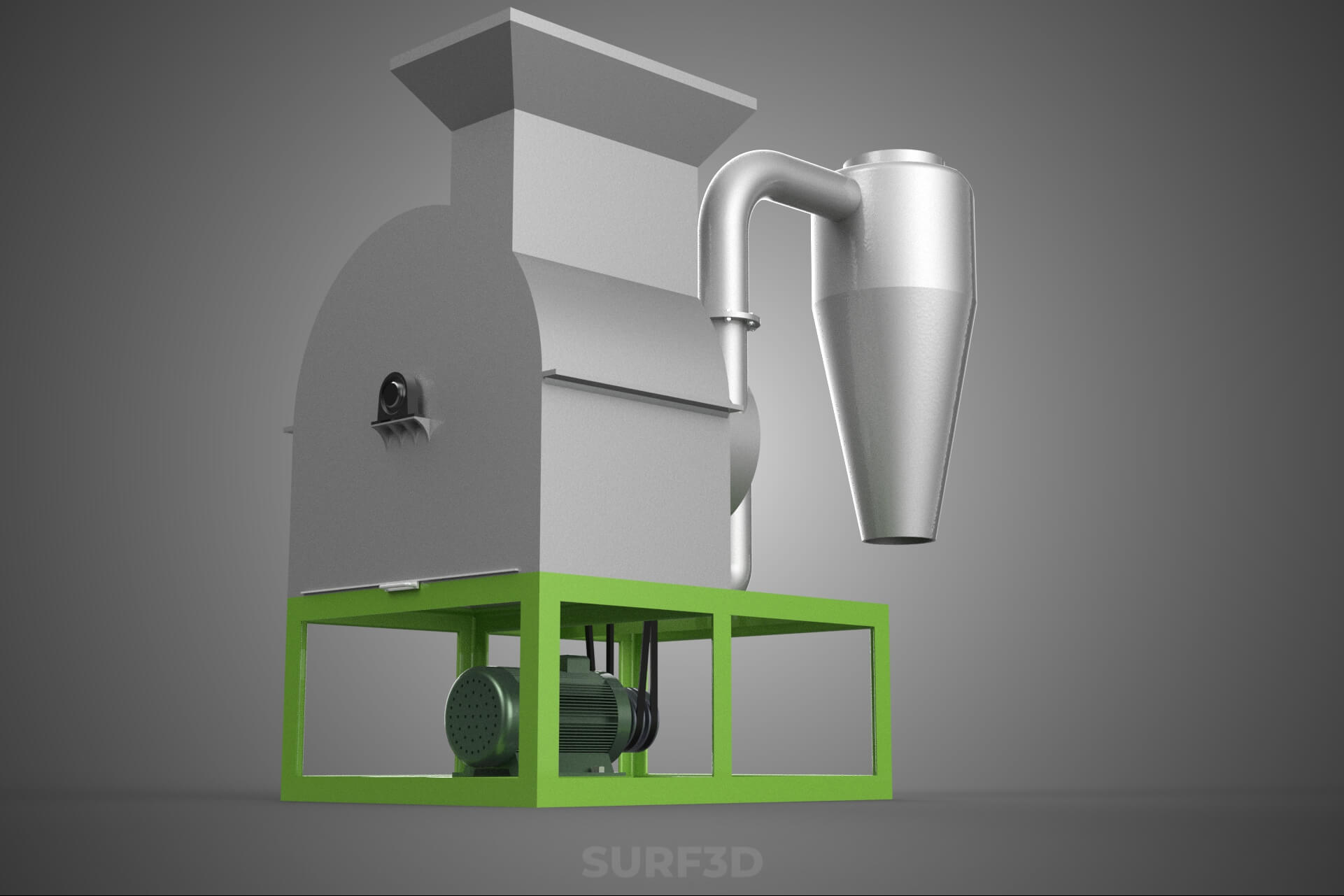 Crusher Hammer Mill Cyclone Dust Suction Separator Machine 3D Model
