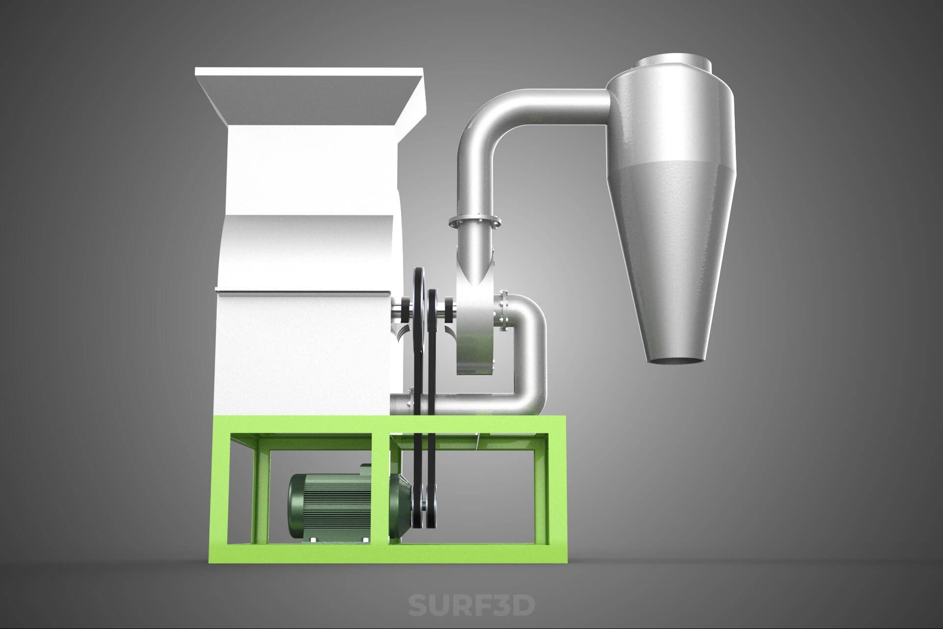 Crusher Hammer Mill Cyclone Dust Suction Separator Machine 3D Model