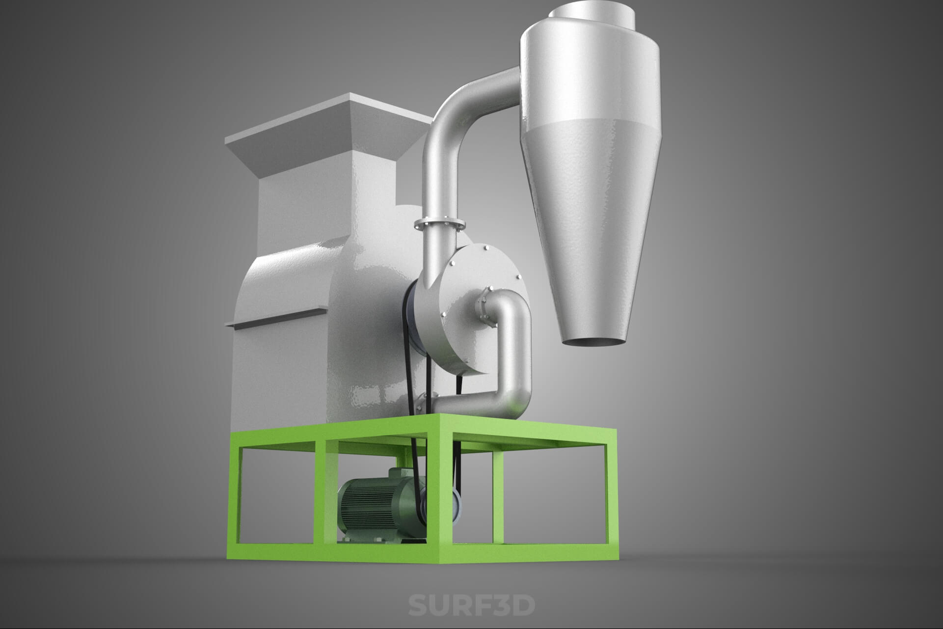 Crusher Hammer Mill Cyclone Dust Suction Separator Machine 3D Model