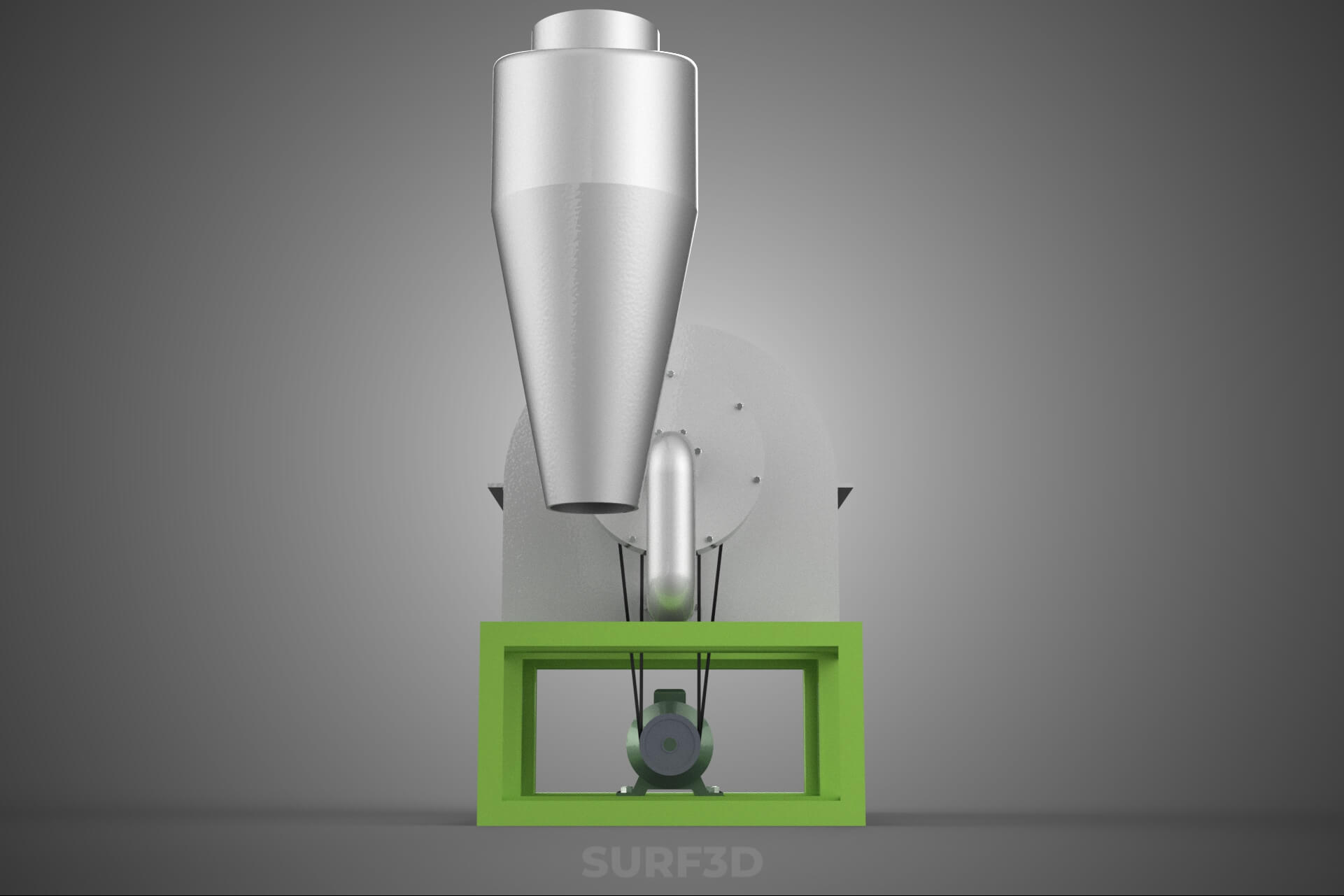 Crusher Hammer Mill Cyclone Dust Suction Separator Machine 3D Model