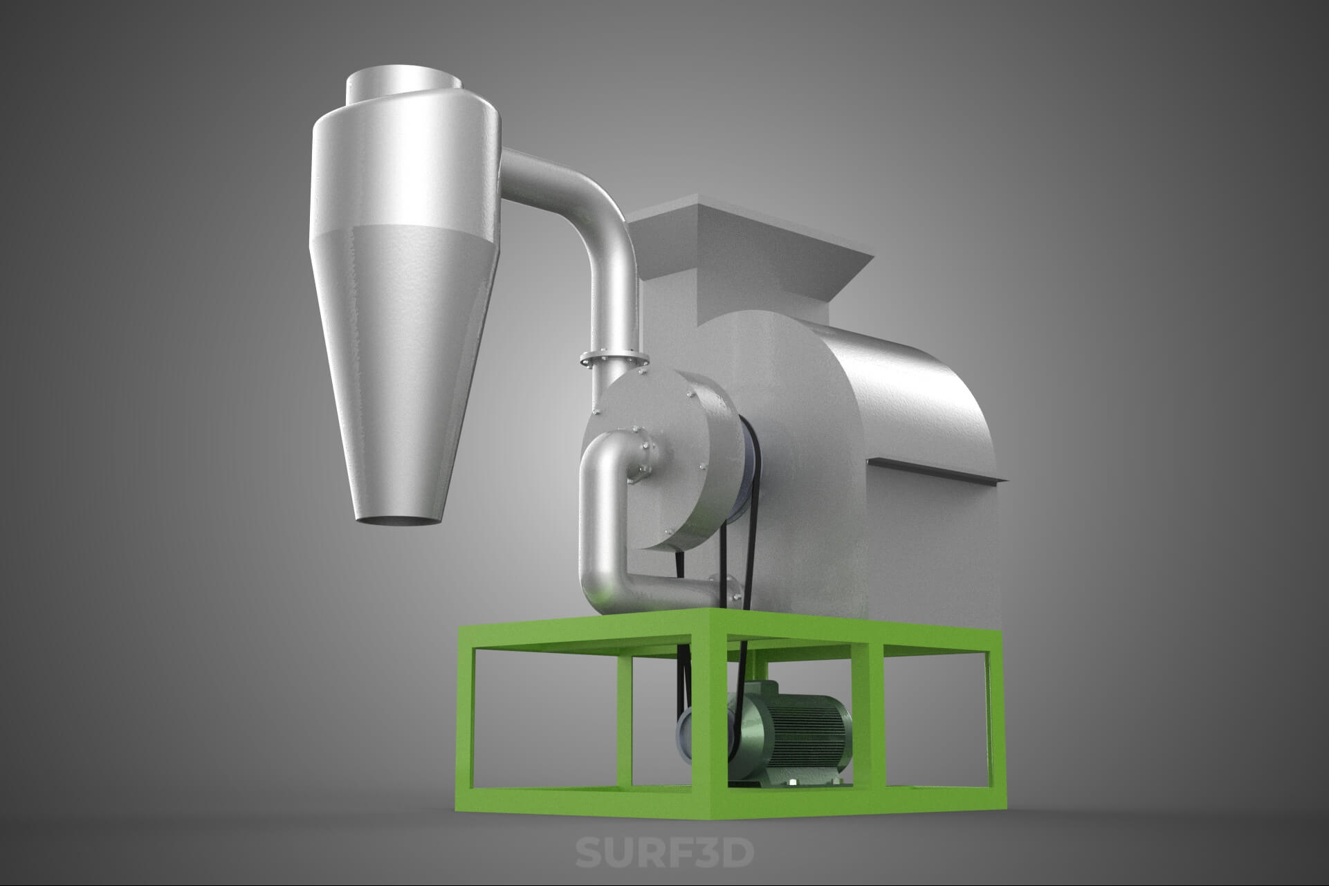 Crusher Hammer Mill Cyclone Dust Suction Separator Machine 3D Model
