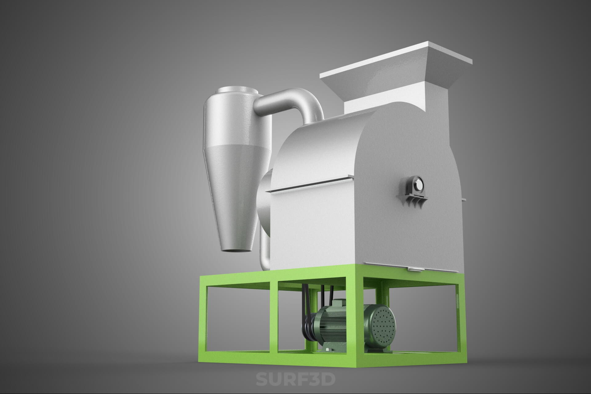 Crusher Hammer Mill Cyclone Dust Suction Separator Machine 3D Model