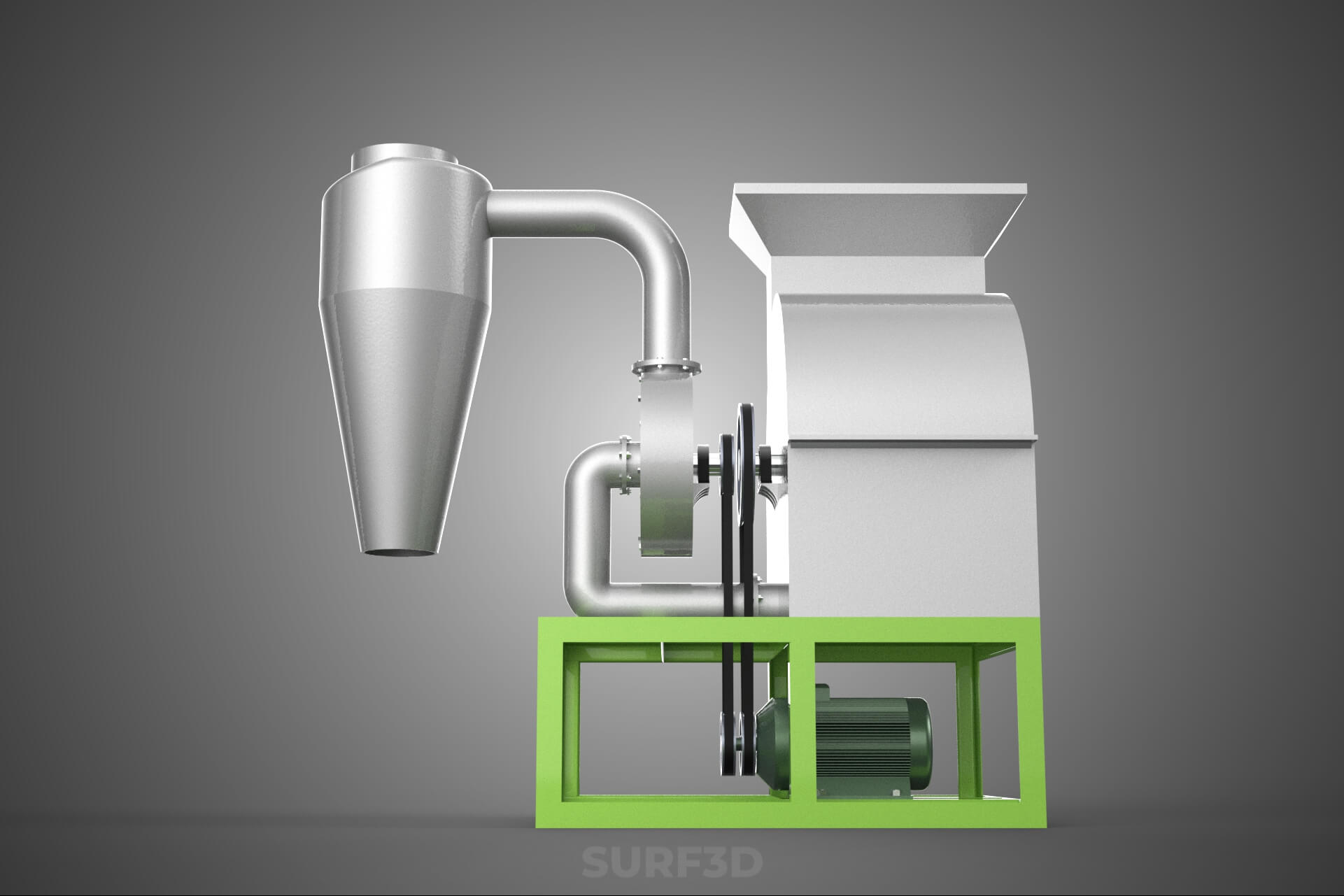 Crusher Hammer Mill Cyclone Dust Suction Separator Machine 3D Model