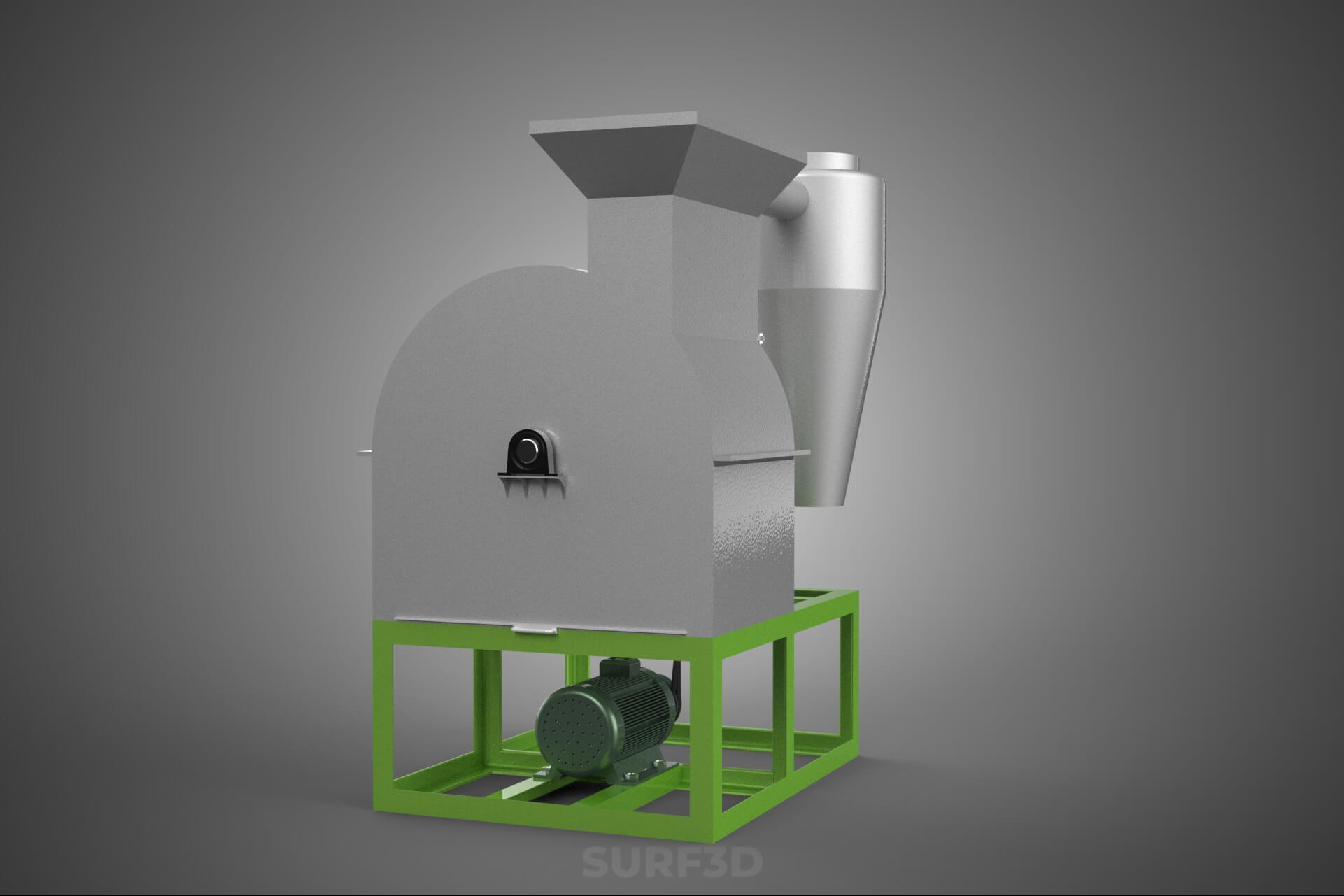 Crusher Hammer Mill Cyclone Dust Suction Separator Machine 3D Model