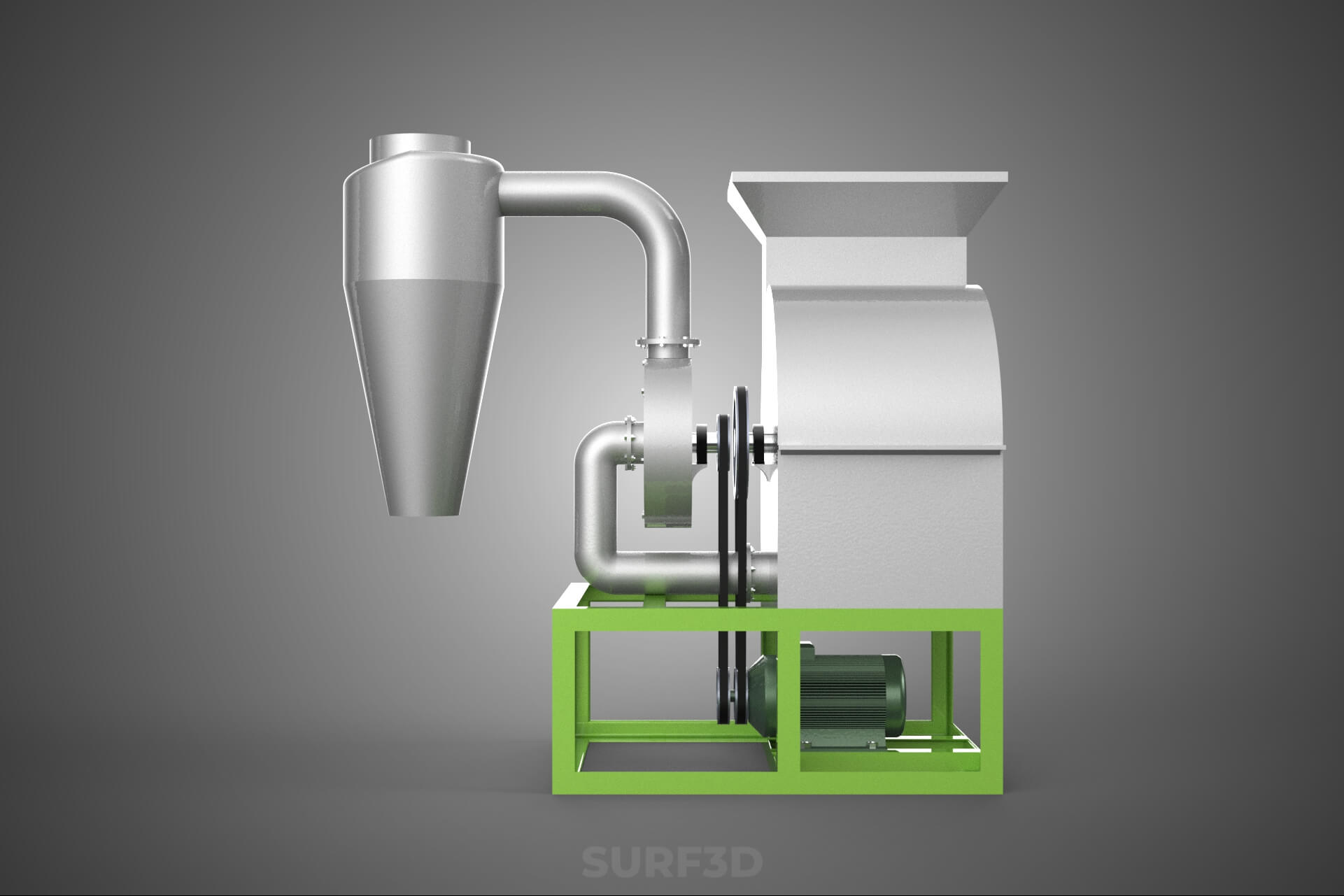 Crusher Hammer Mill Cyclone Dust Suction Separator Machine 3D Model