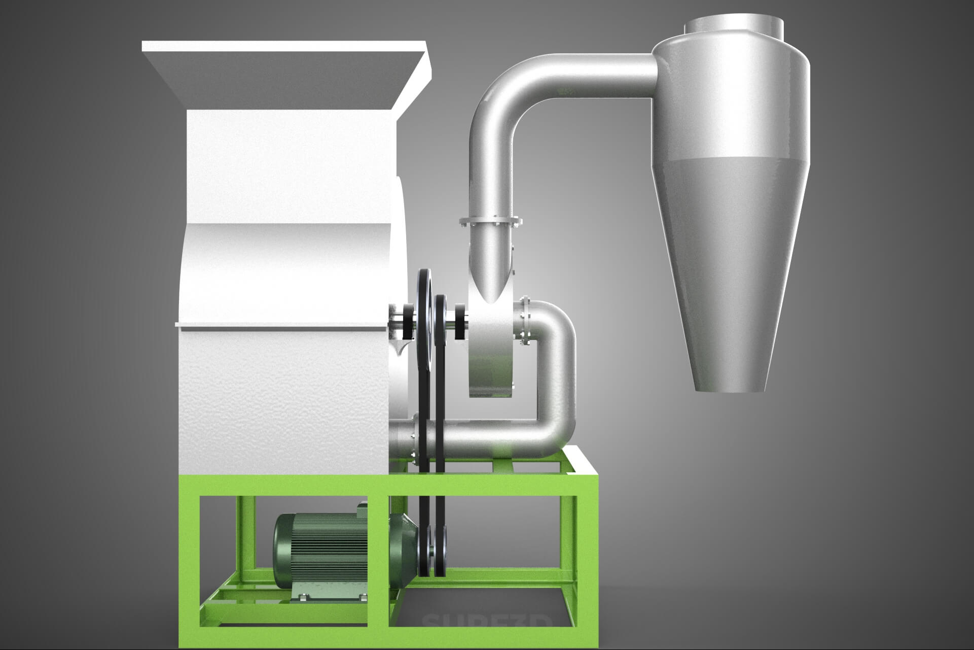 Crusher Hammer Mill Cyclone Dust Suction Separator Machine 3D Model