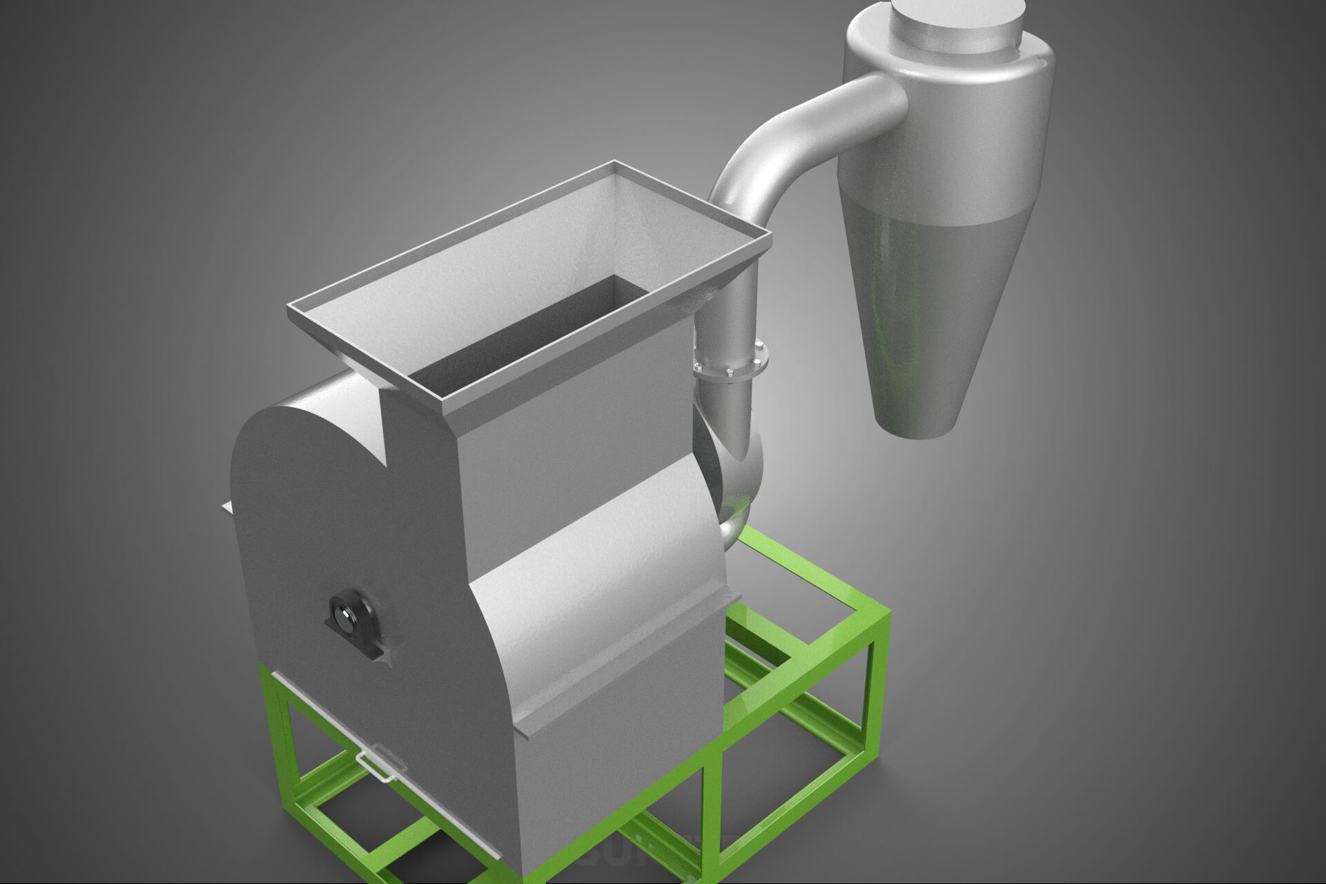 Crusher Hammer Mill Cyclone Dust Suction Separator Machine 3D Model