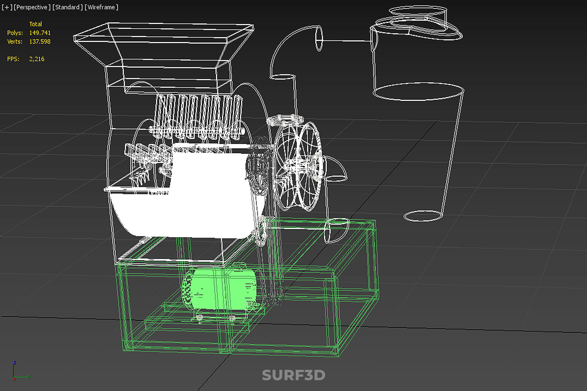 Crusher Hammer Mill Cyclone Dust Suction Separator Machine 3D Model