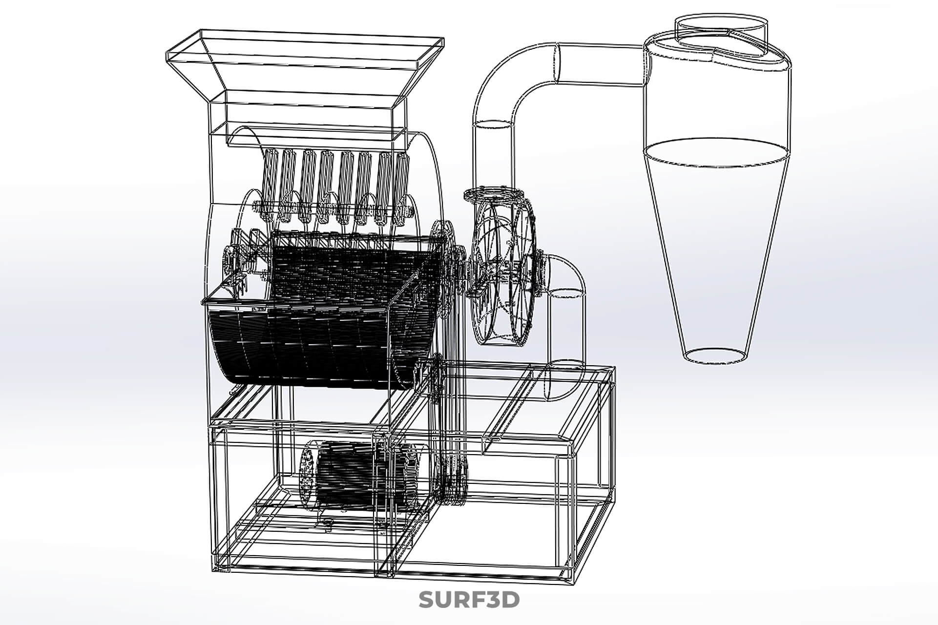 Crusher Hammer Mill Cyclone Dust Suction Separator Machine 3D Model
