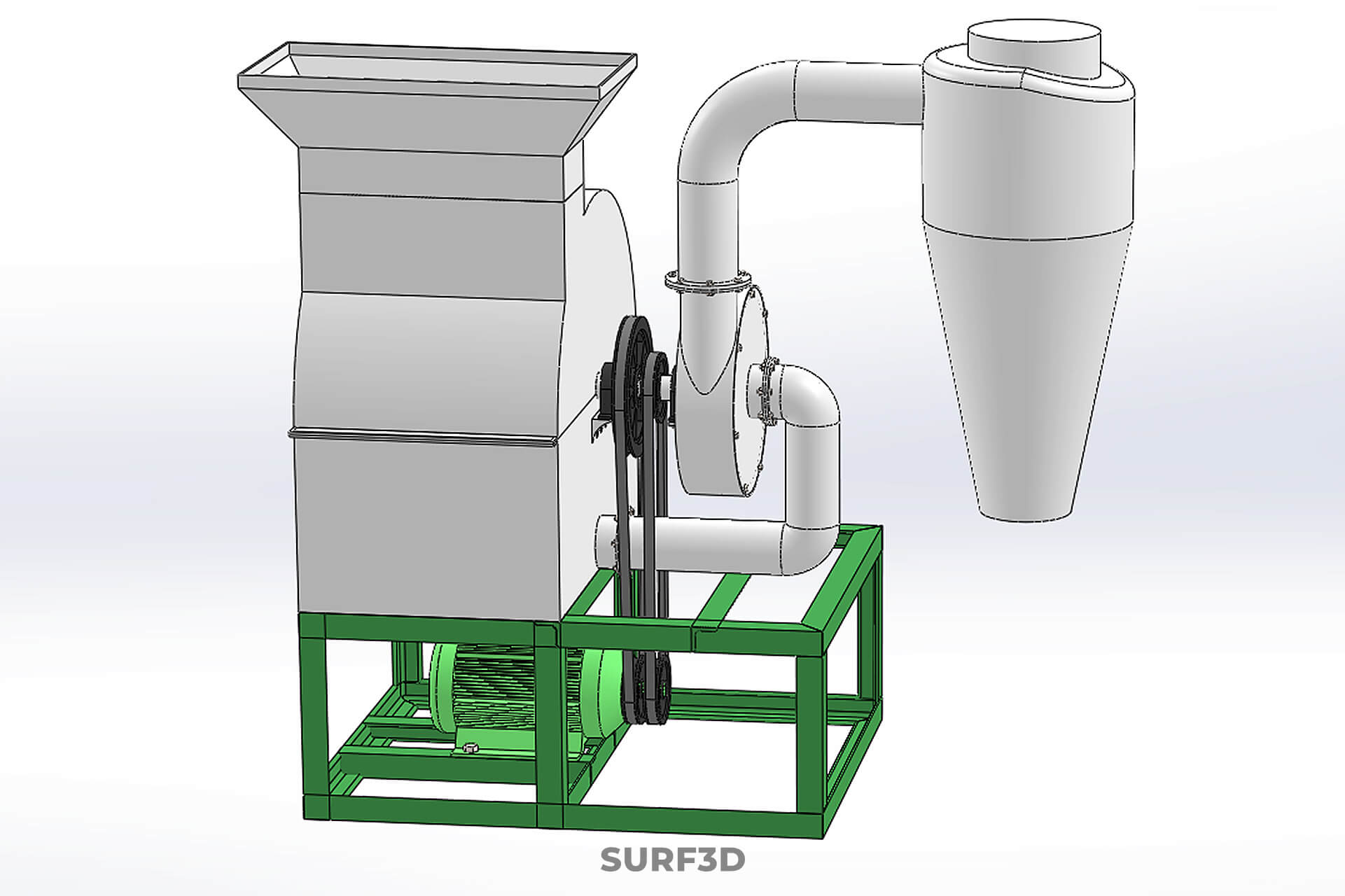Crusher Hammer Mill Cyclone Dust Suction Separator Machine 3D Model