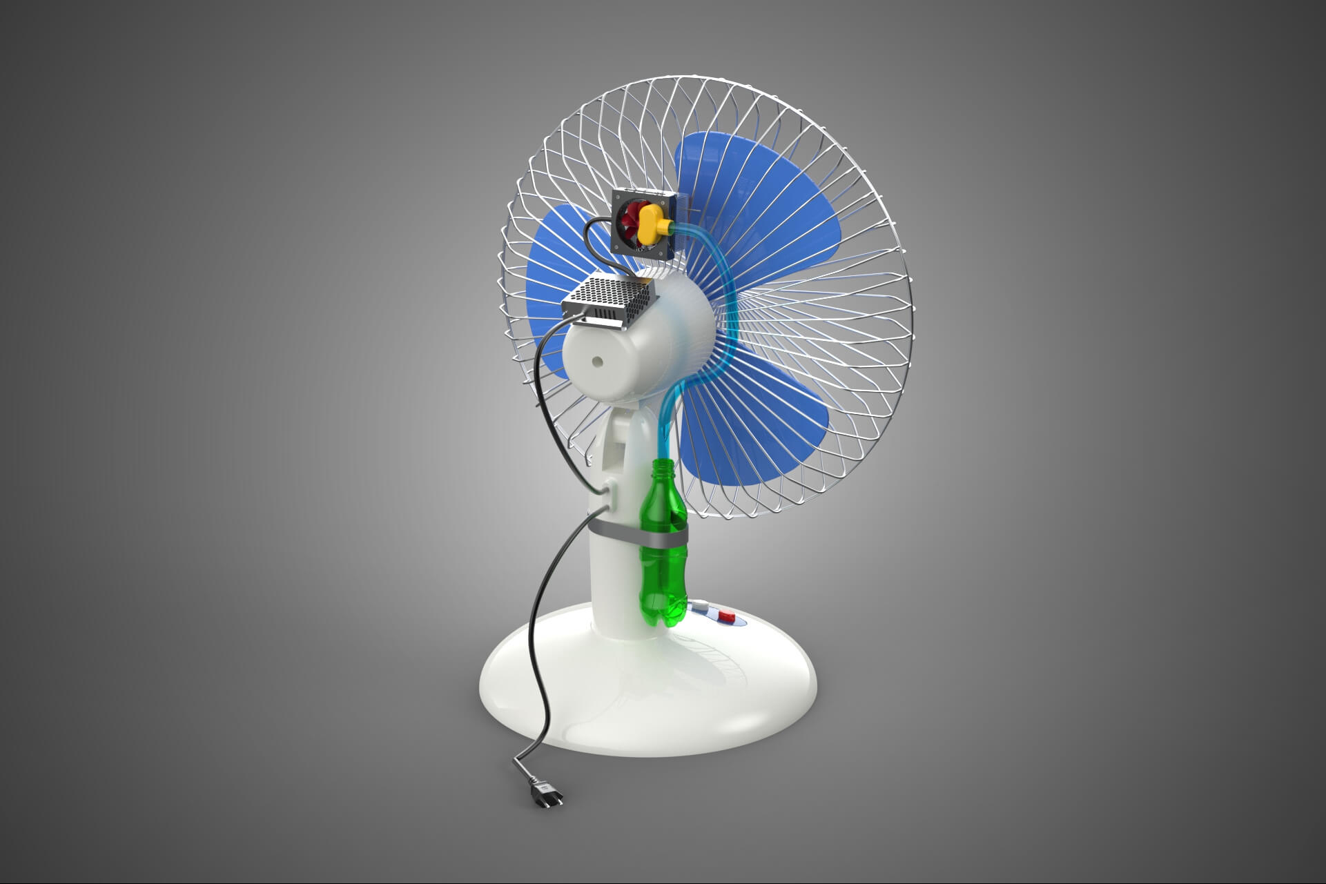 DIY Water Circulation Table Fan Air AC Conditioner Cooler 3D Model
