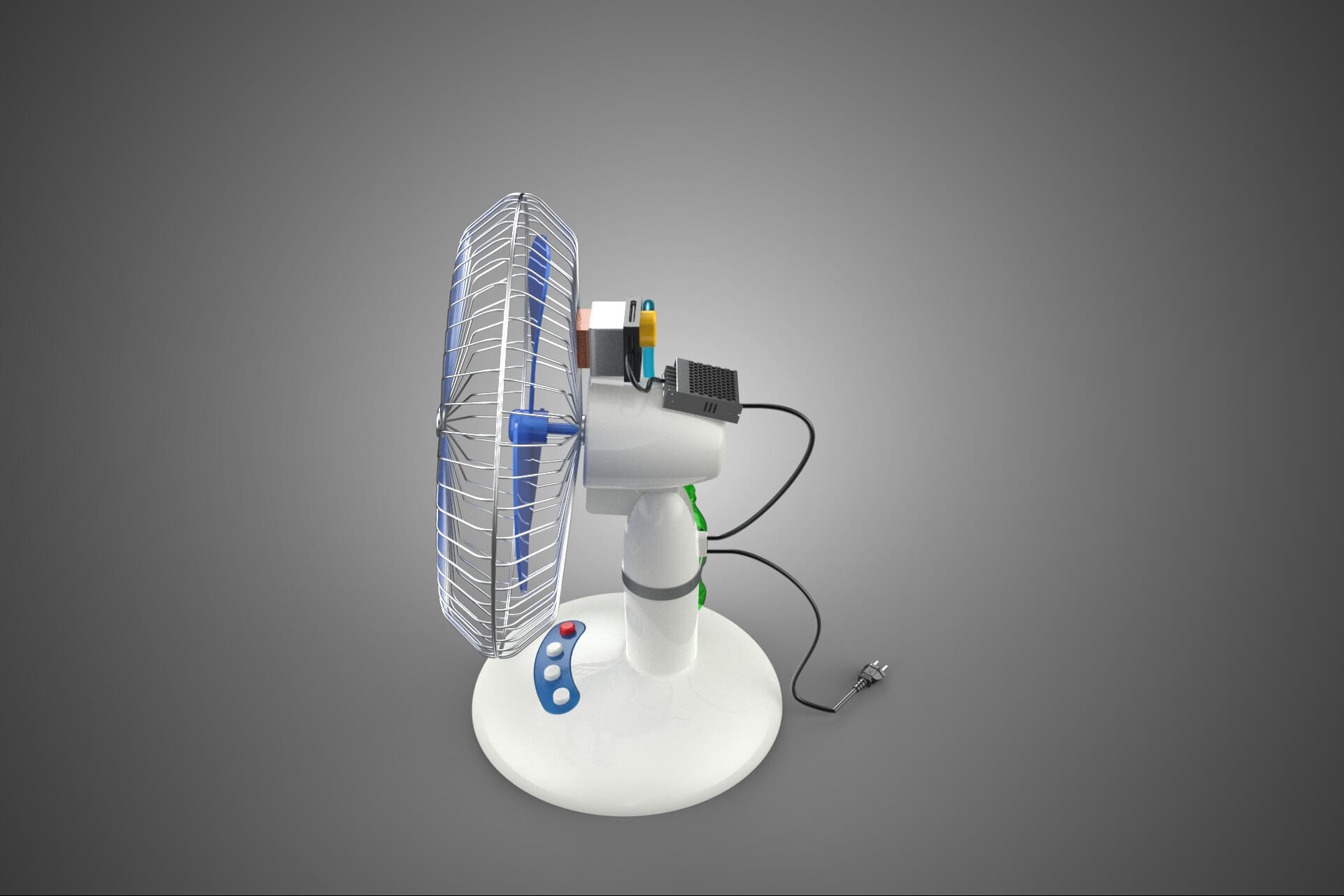 DIY Water Circulation Table Fan Air AC Conditioner Cooler 3D Model
