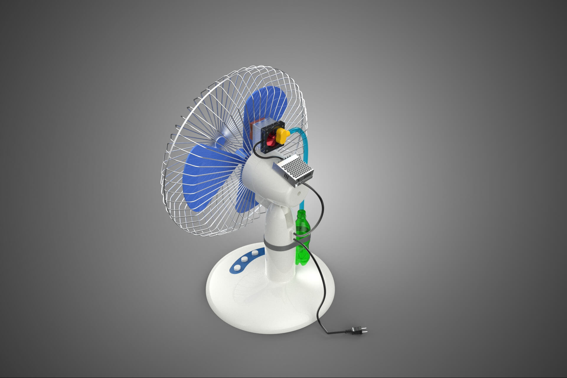DIY Water Circulation Table Fan Air AC Conditioner Cooler 3D Model