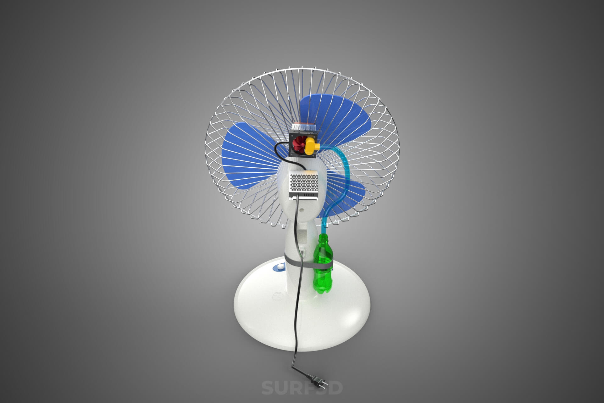 DIY Water Circulation Table Fan Air AC Conditioner Cooler 3D Model