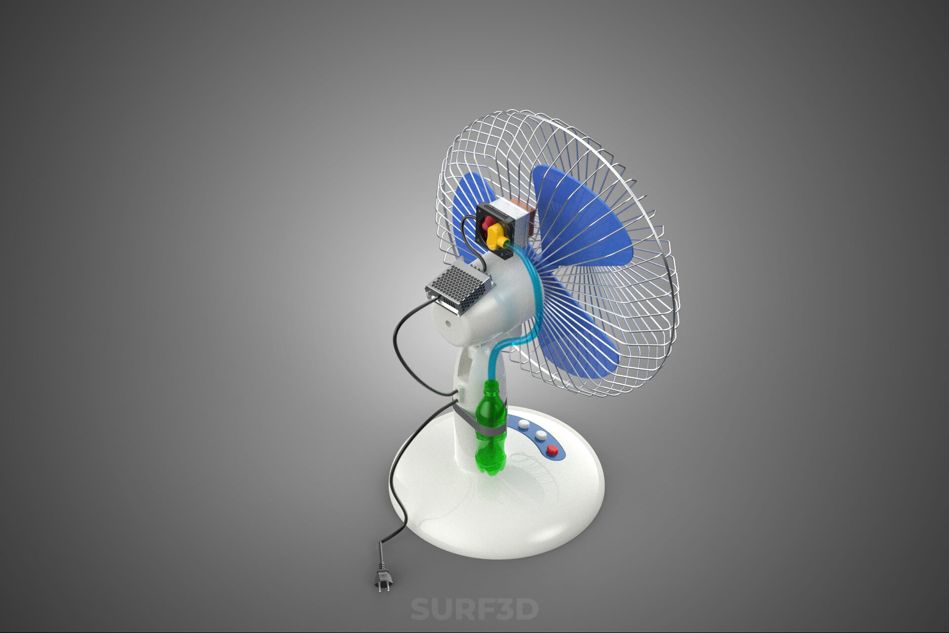 DIY Water Circulation Table Fan Air AC Conditioner Cooler 3D Model