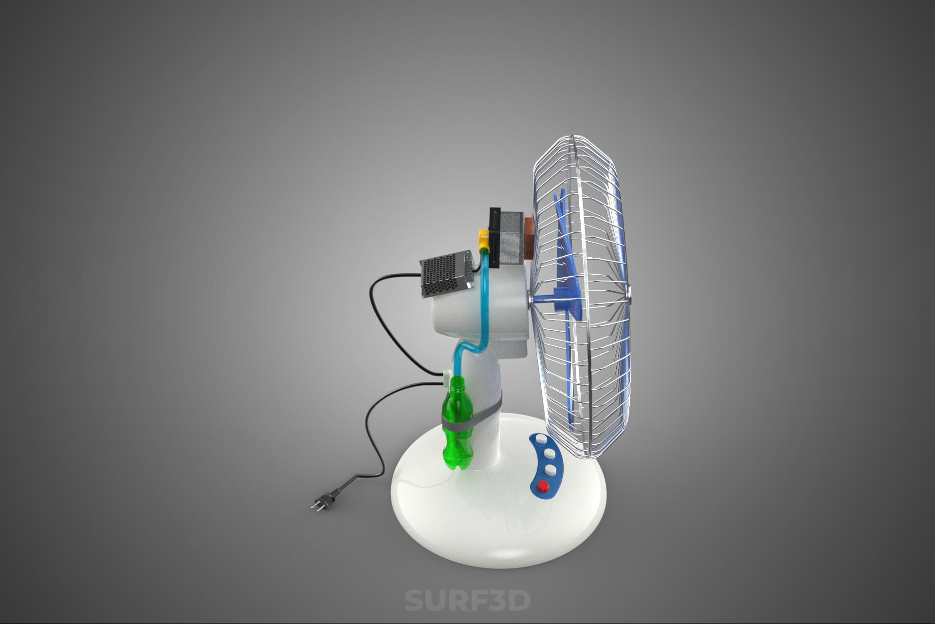 DIY Water Circulation Table Fan Air AC Conditioner Cooler 3D Model