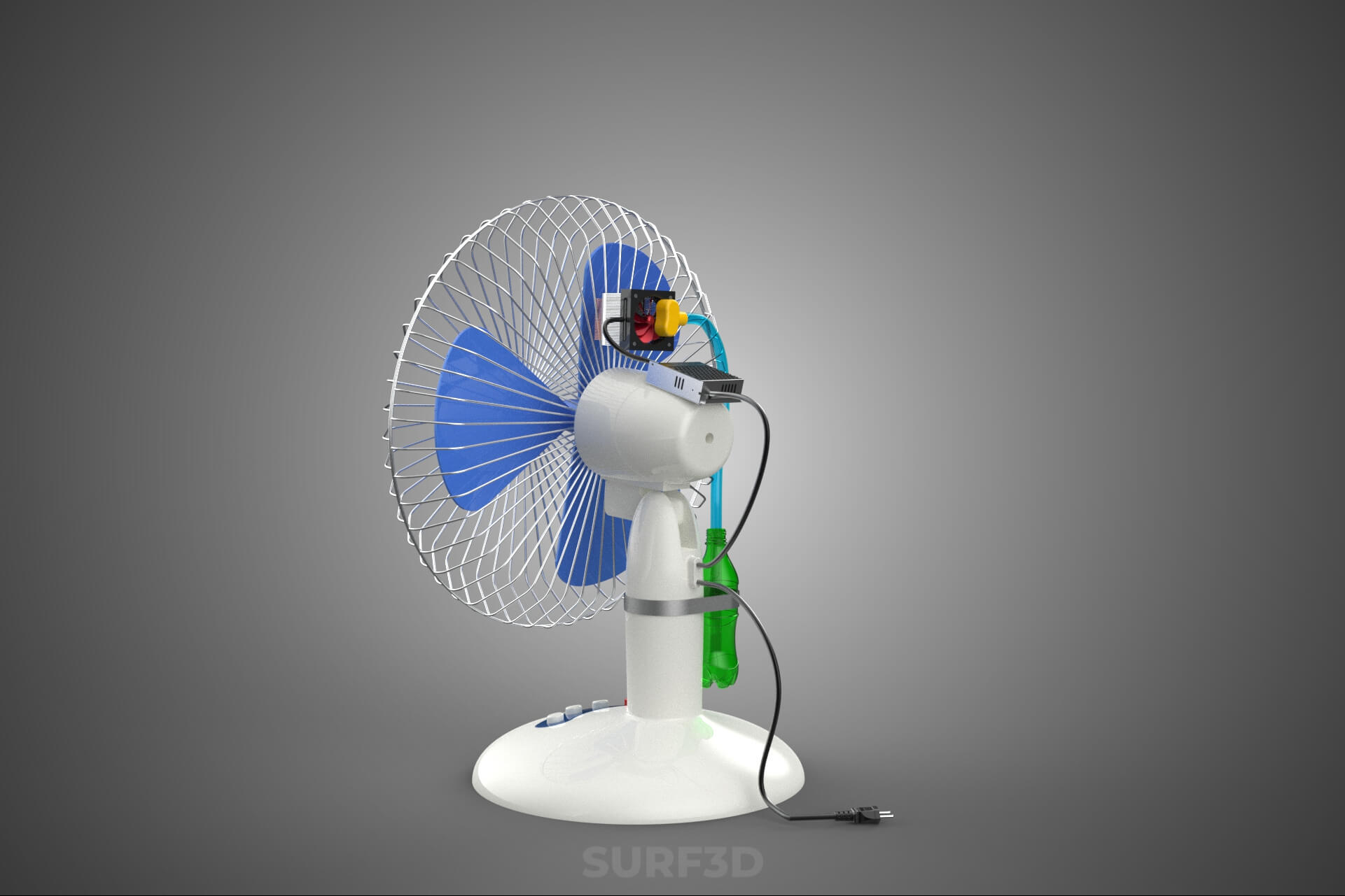 DIY Water Circulation Table Fan Air AC Conditioner Cooler 3D Model
