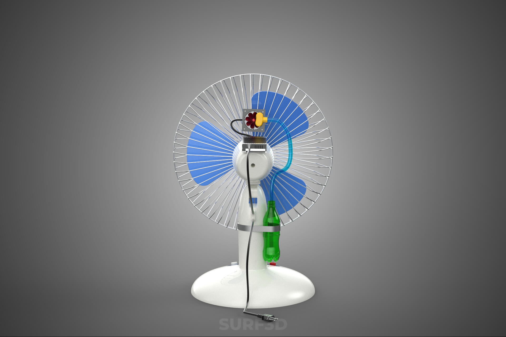 DIY Water Circulation Table Fan Air AC Conditioner Cooler 3D Model