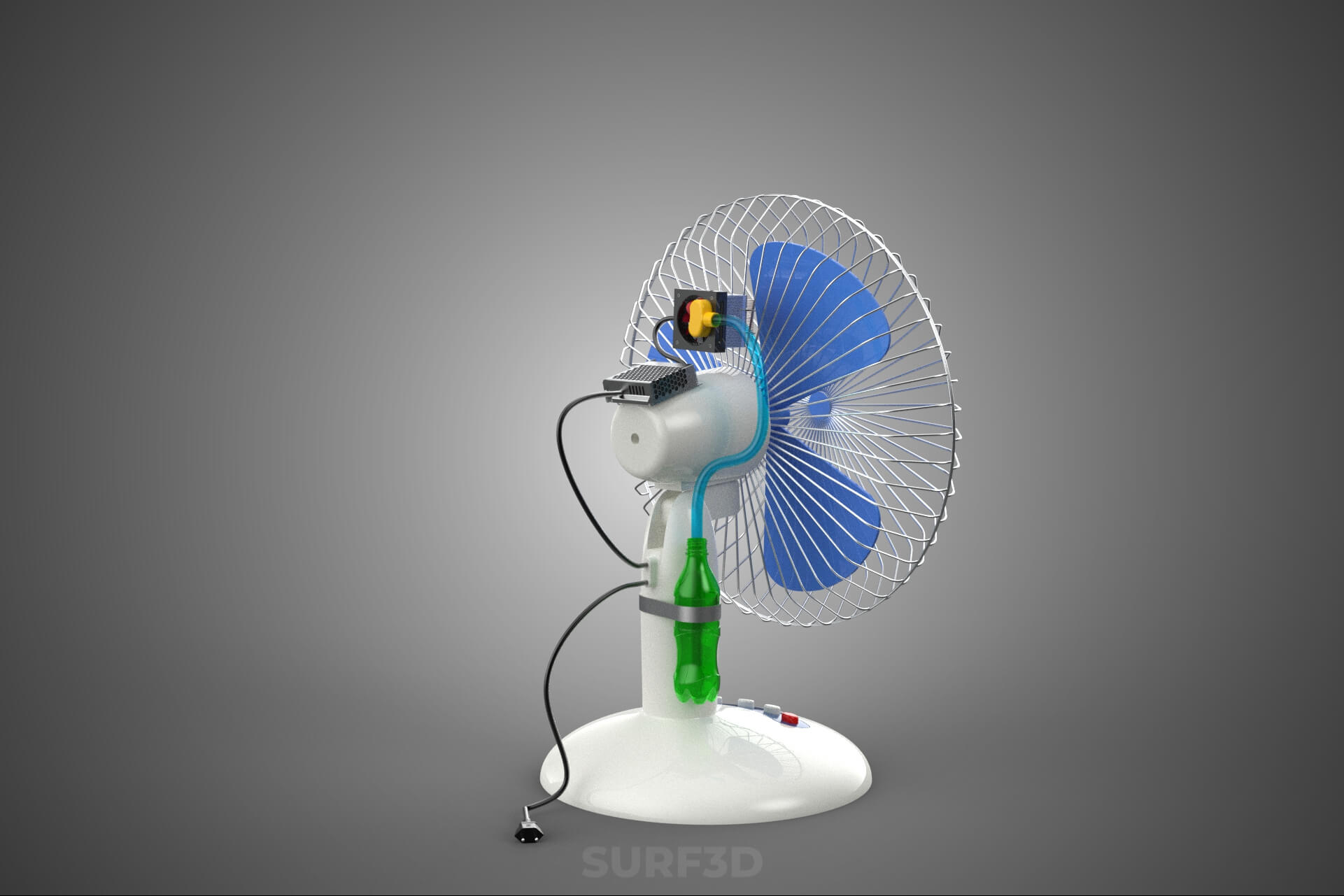 DIY Water Circulation Table Fan Air AC Conditioner Cooler 3D Model