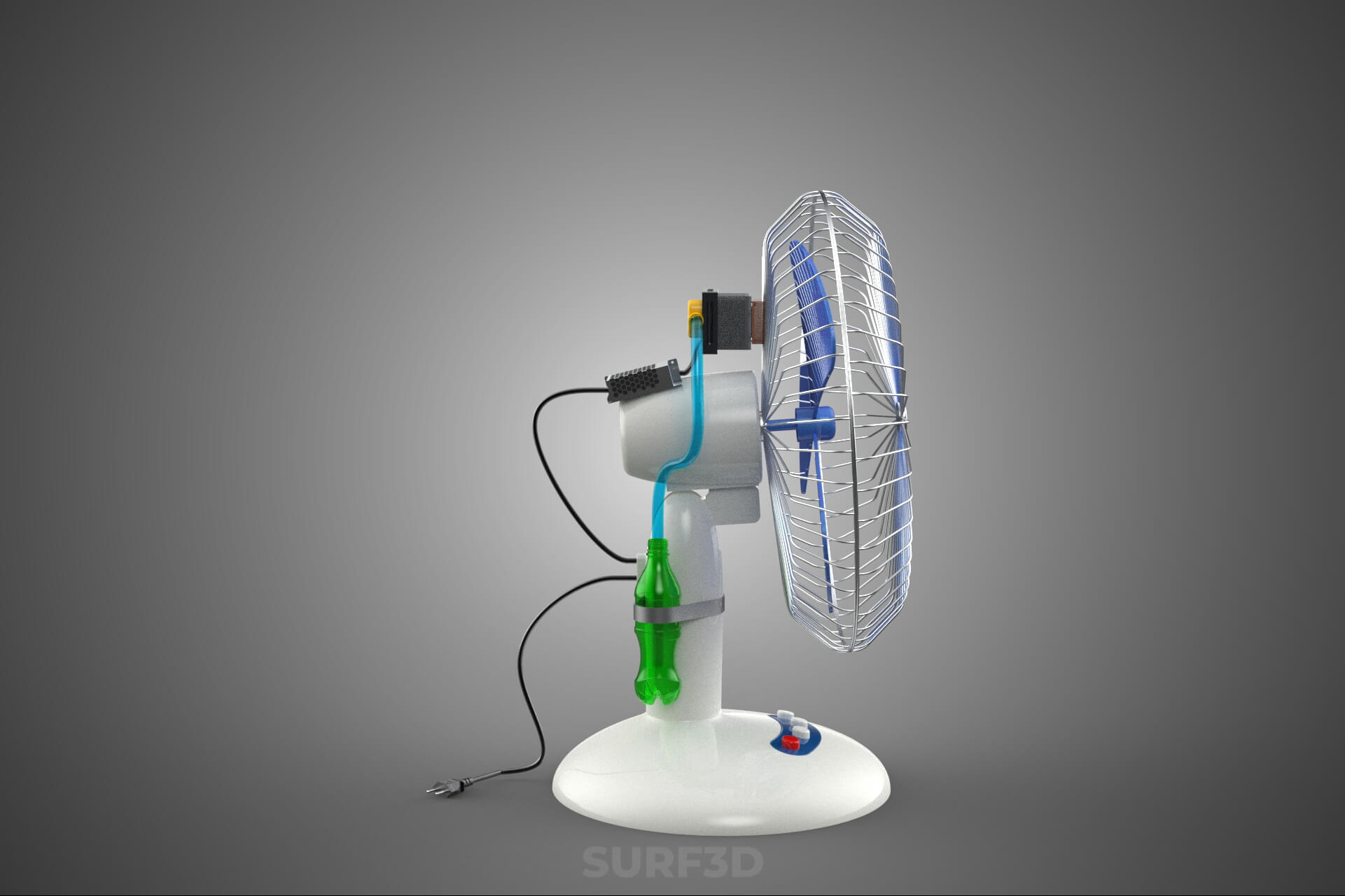 DIY Water Circulation Table Fan Air AC Conditioner Cooler 3D Model