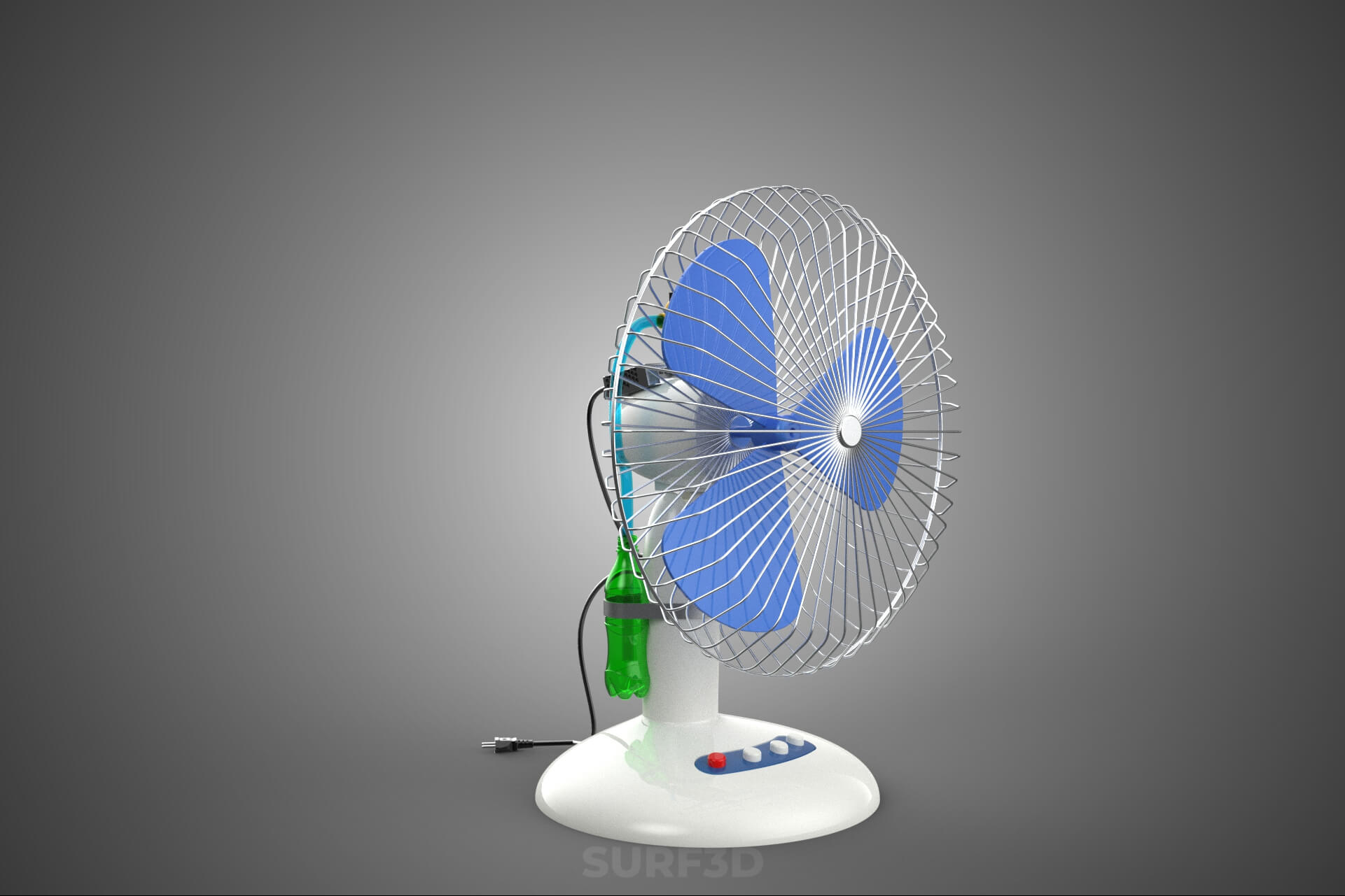 DIY Water Circulation Table Fan Air AC Conditioner Cooler 3D Model