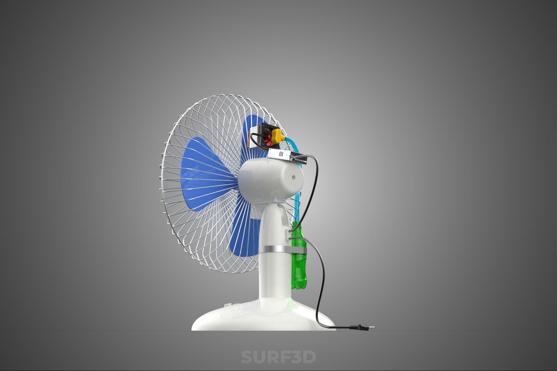 DIY Water Circulation Table Fan Air AC Conditioner Cooler 3D Model