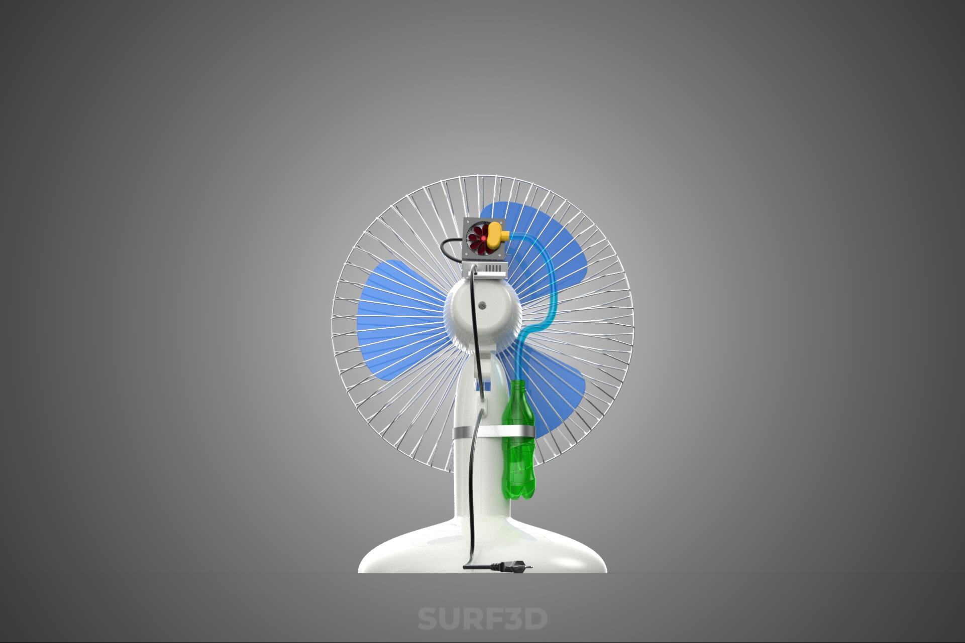 DIY Water Circulation Table Fan Air AC Conditioner Cooler 3D Model