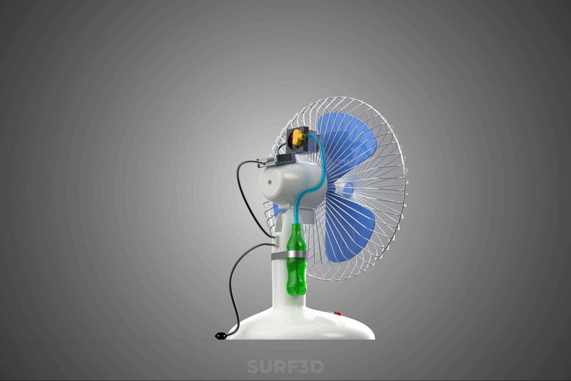 DIY Water Circulation Table Fan Air AC Conditioner Cooler 3D Model