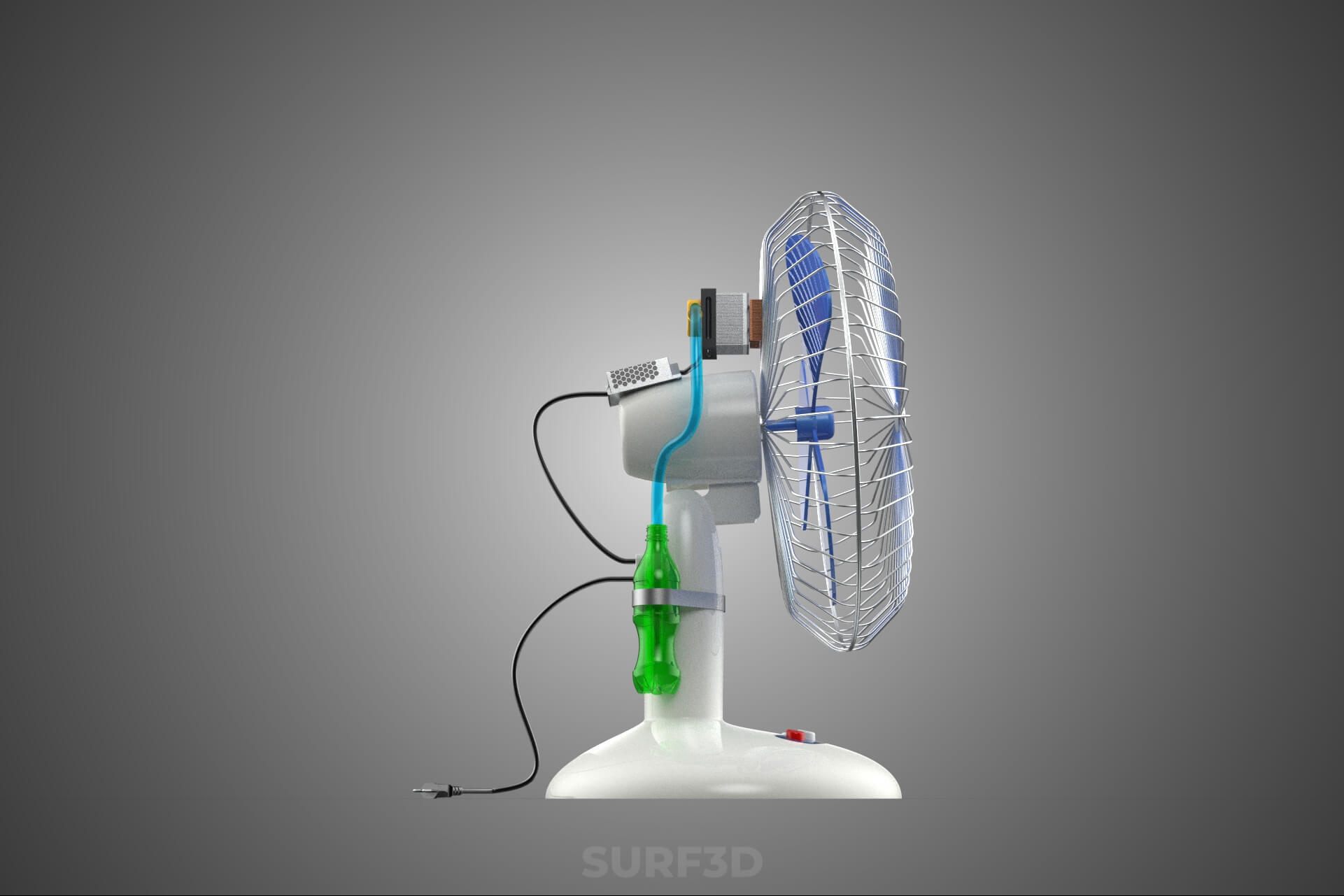 DIY Water Circulation Table Fan Air AC Conditioner Cooler 3D Model