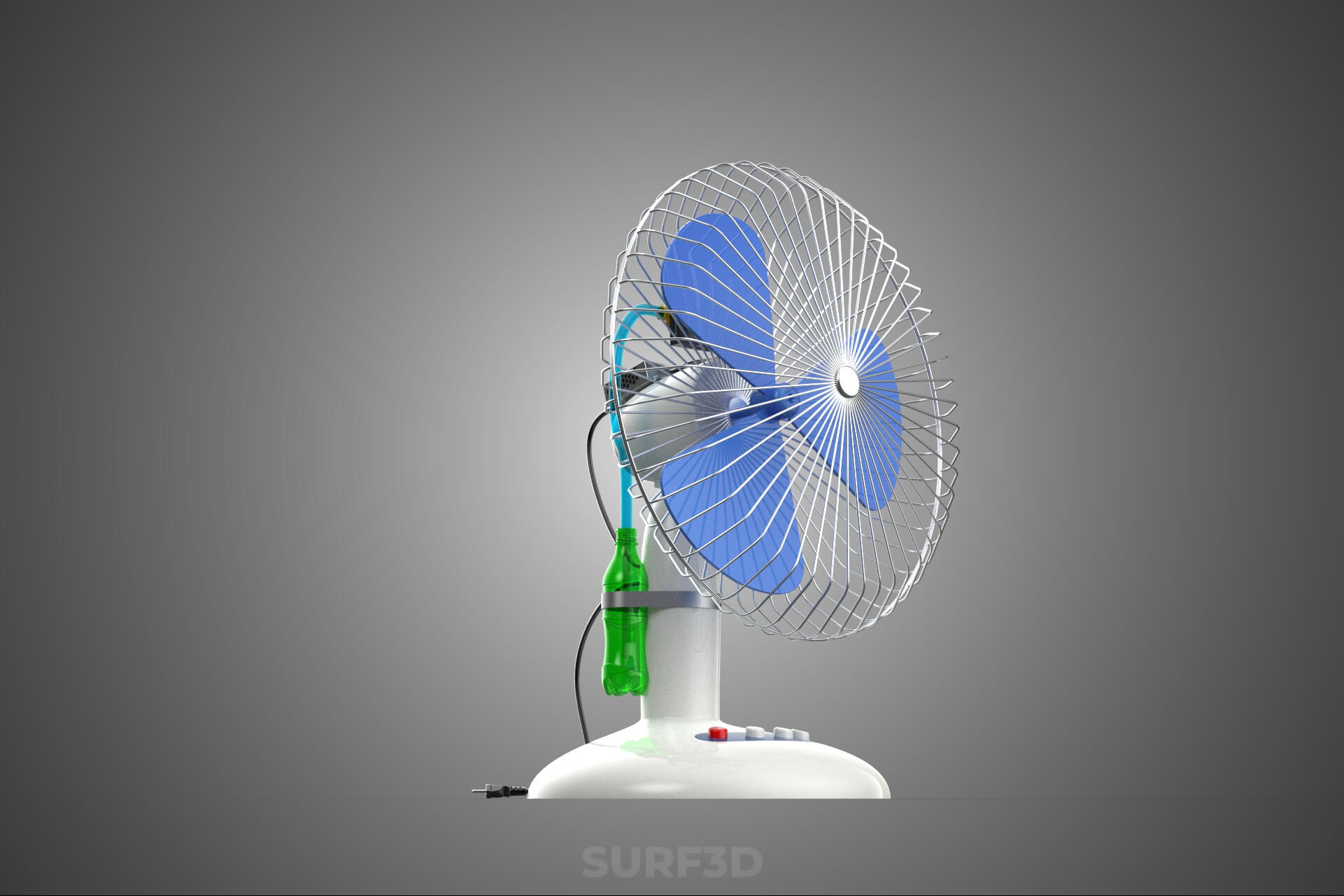 DIY Water Circulation Table Fan Air AC Conditioner Cooler 3D Model