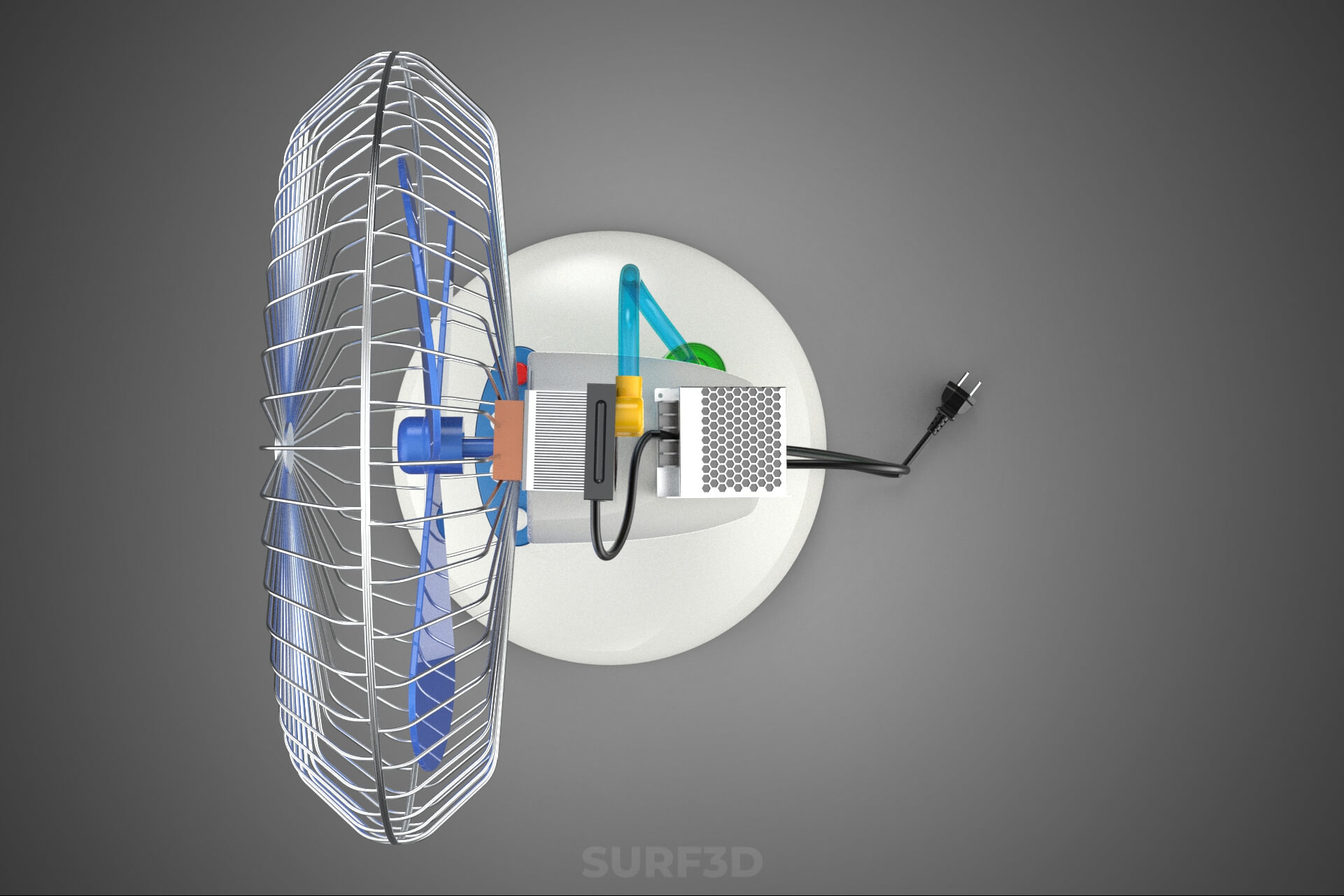 DIY Water Circulation Table Fan Air AC Conditioner Cooler 3D Model