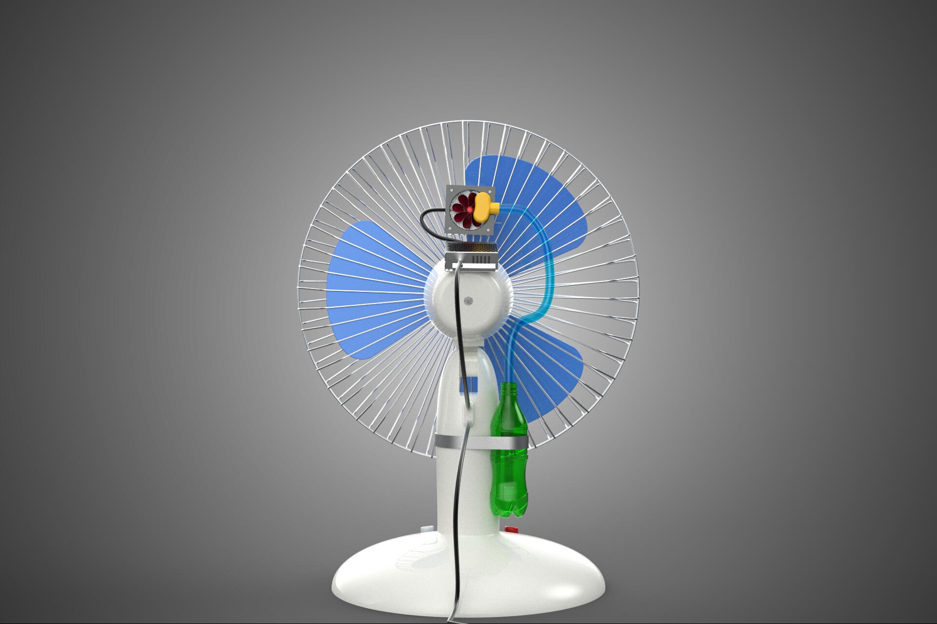 DIY Water Circulation Table Fan Air AC Conditioner Cooler 3D Model
