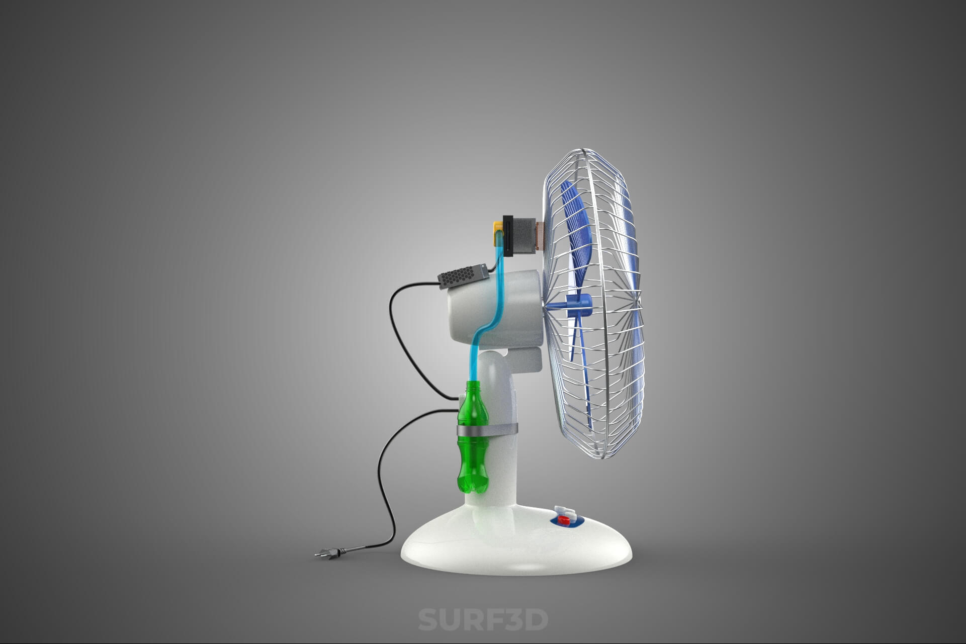 DIY Water Circulation Table Fan Air AC Conditioner Cooler 3D Model