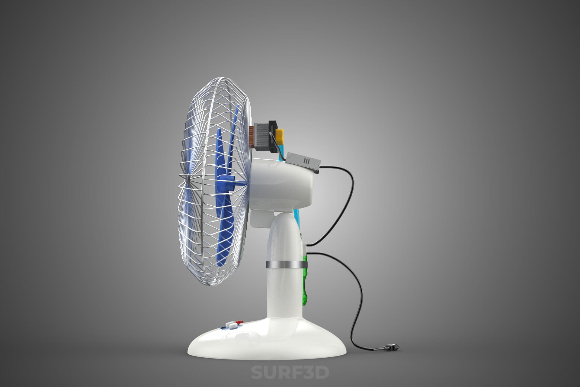 DIY Water Circulation Table Fan Air AC Conditioner Cooler 3D Model