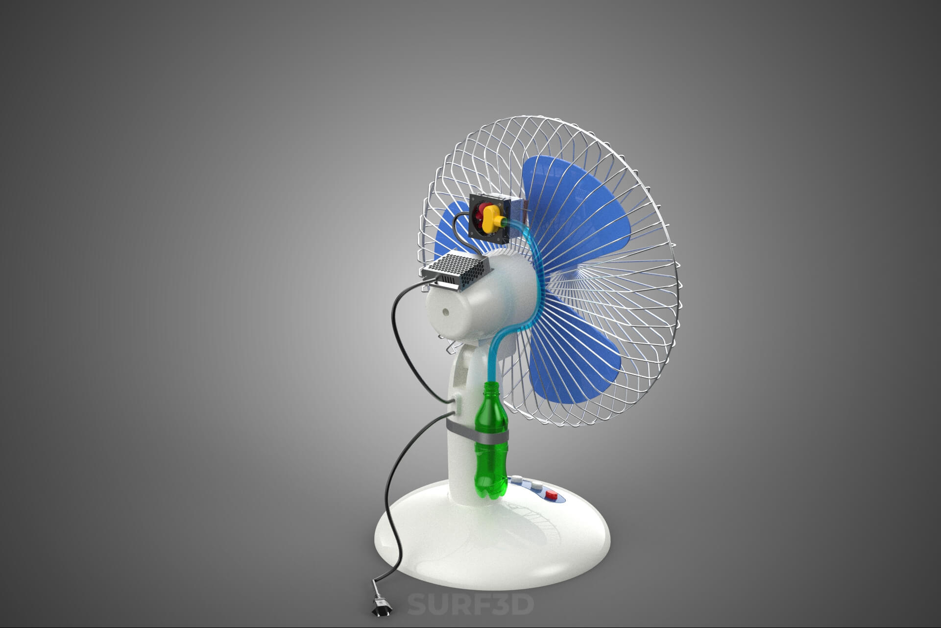 DIY Water Circulation Table Fan Air AC Conditioner Cooler 3D Model