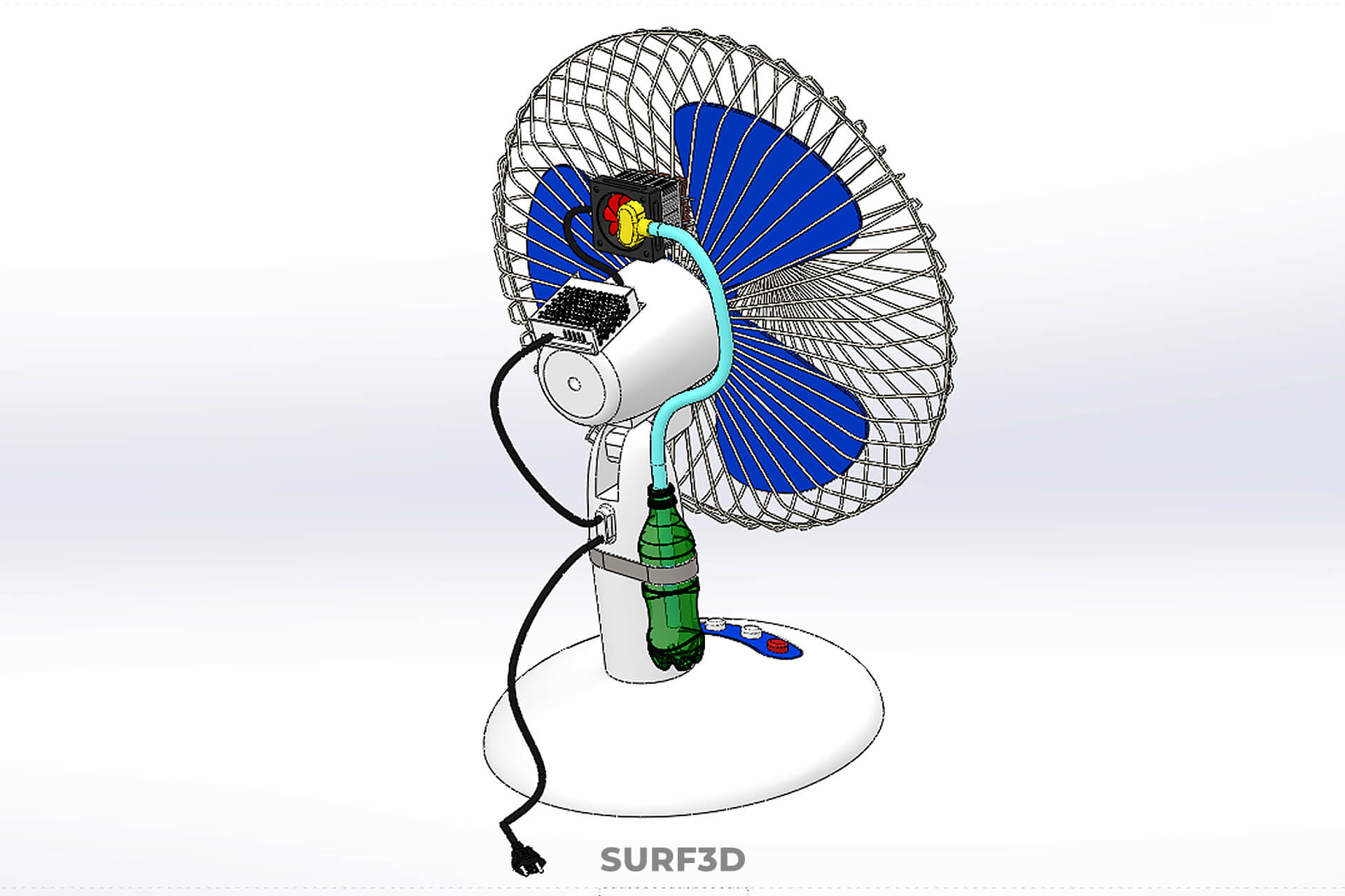 DIY Water Circulation Table Fan Air AC Conditioner Cooler 3D Model