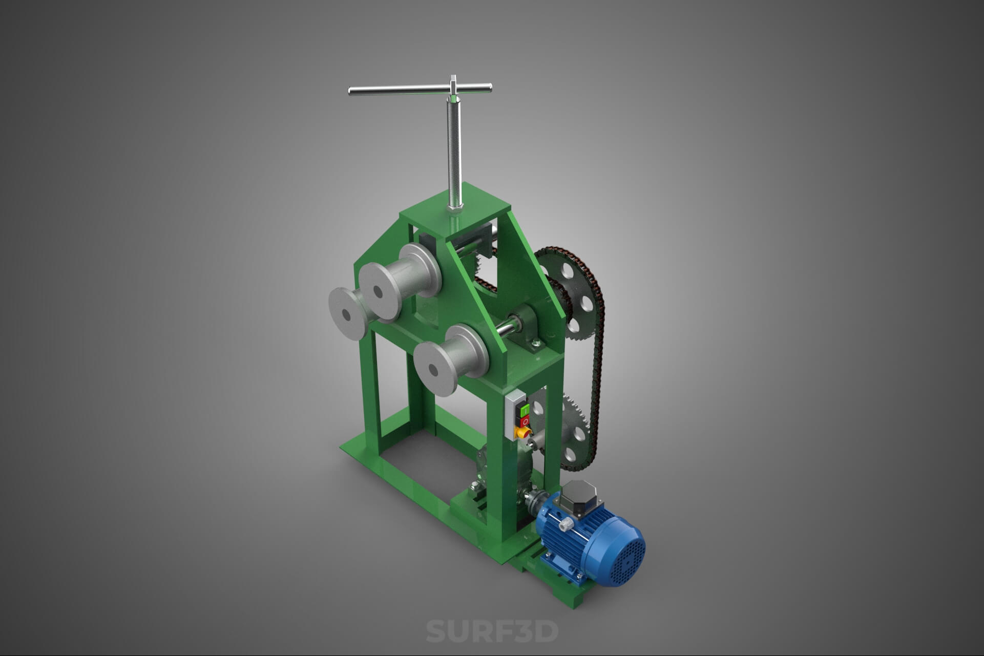 Electric Tube Pipe Bender Rolling Roller Arc Bending Machine 3D Model